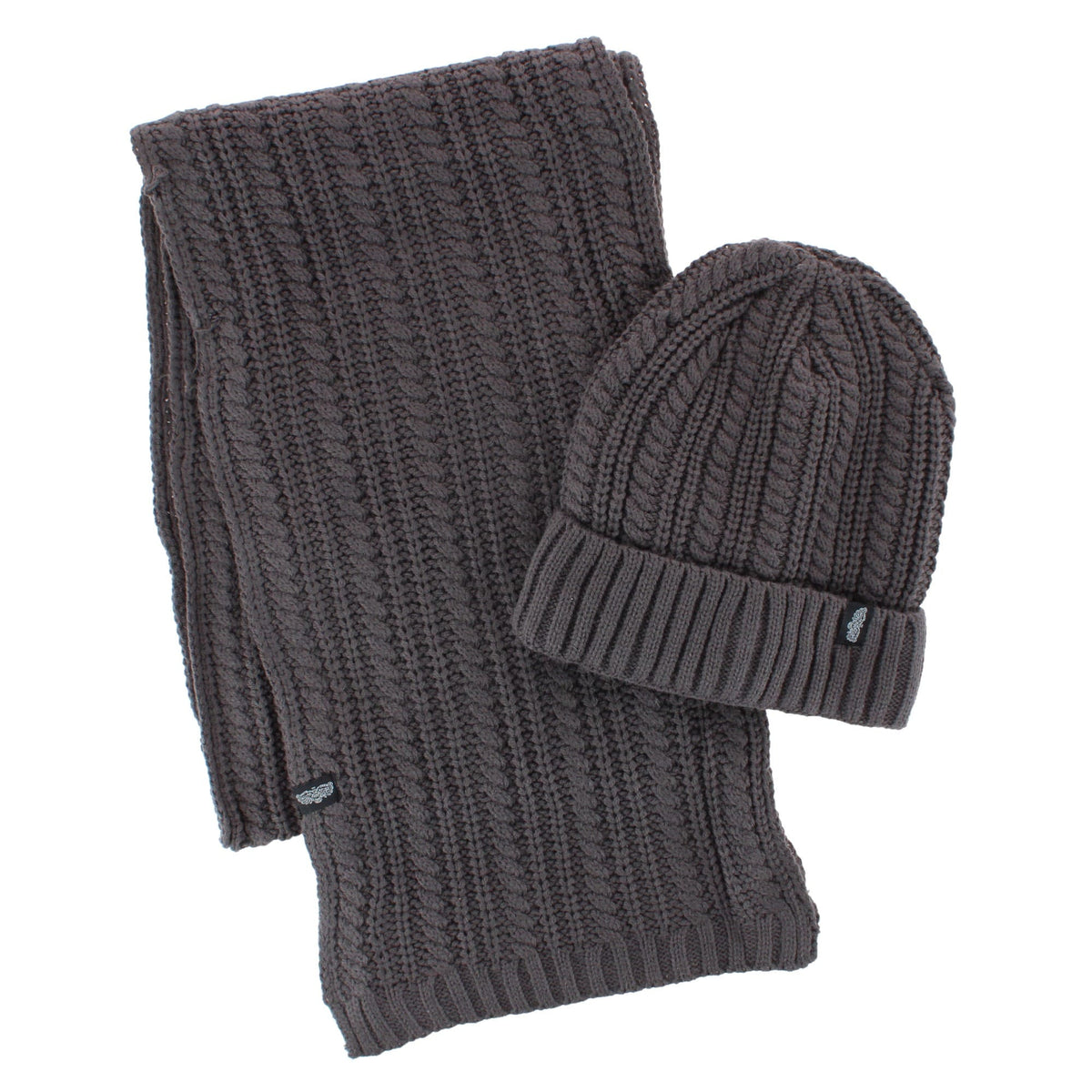 Angela & William Adult Chunky Cable Knit Lined Beanie and Scarf Winter Set - Adult Chunky Cable Knit Lined Beanie and Scarf Winter Set