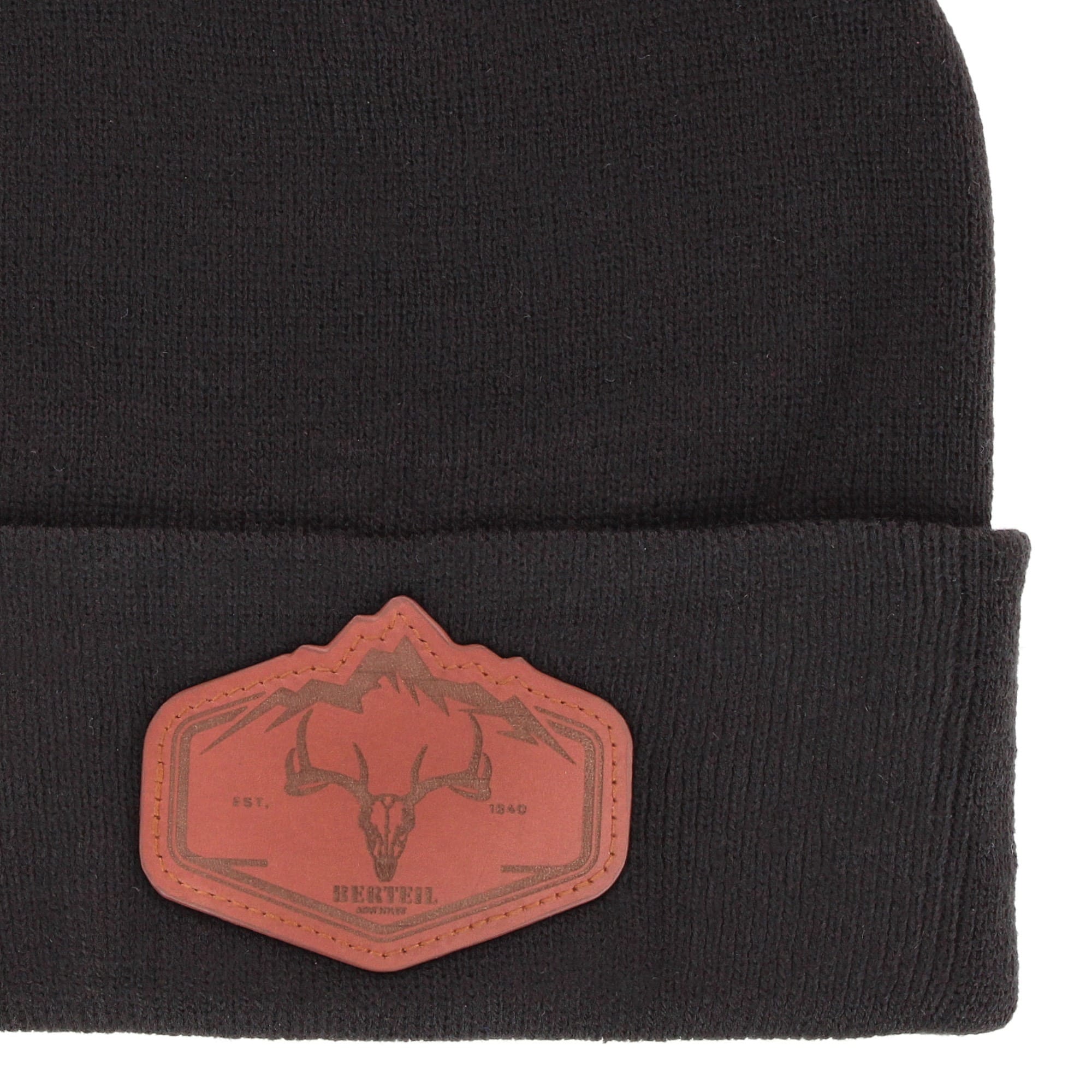 Epoch Hats Company Men's Knit Winter Beanie with Deer Mountain Patch - Black