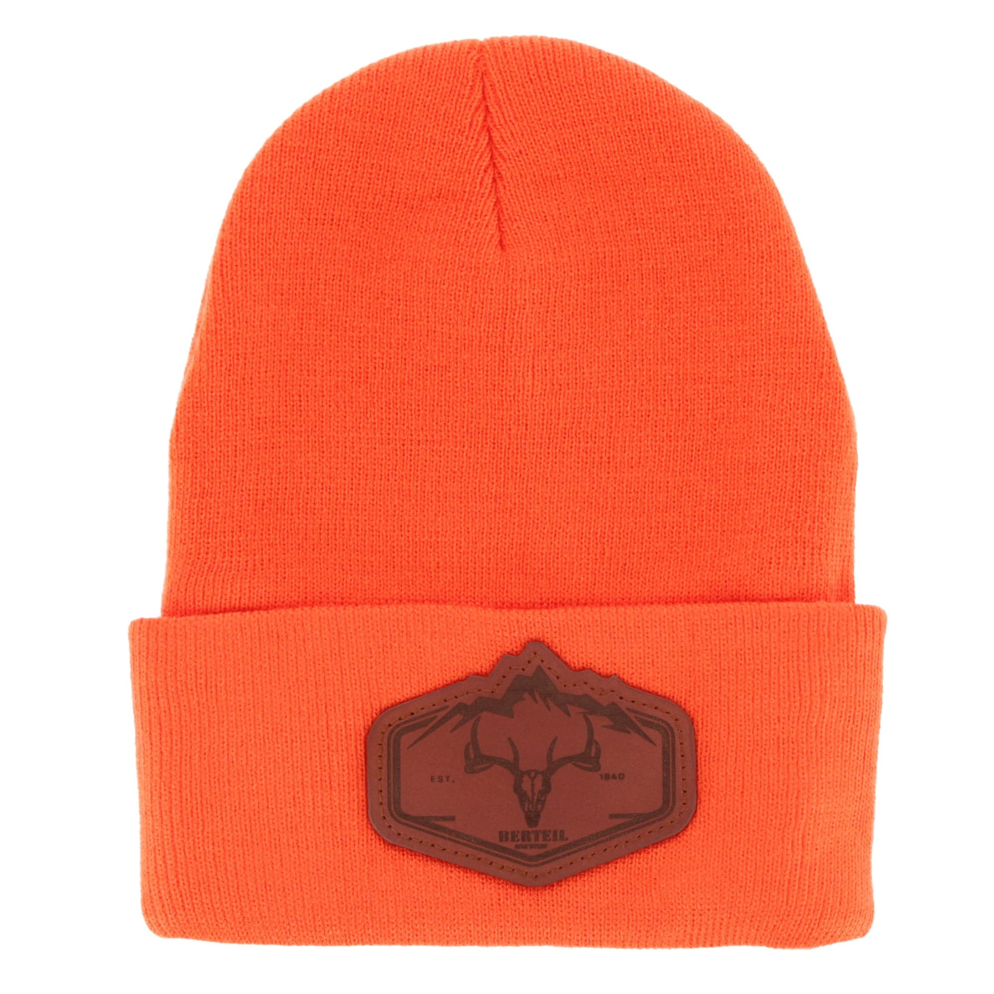 Epoch Hats Company Men's Knit Winter Beanie with Deer Mountain Patch - Orange