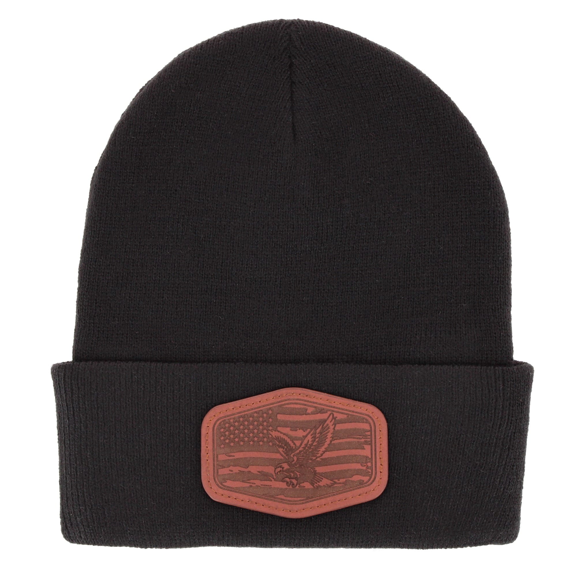 Epoch Hats Company Men's Knit Winter Beanie with American Flag Eagle Patch