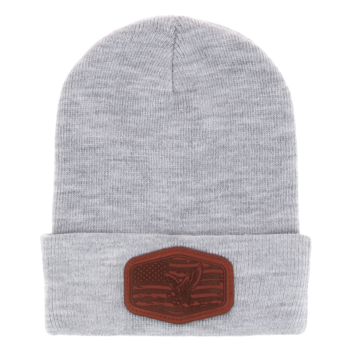 Epoch Hats Company Men's Knit Winter Beanie with American Flag Eagle Patch - Grey
