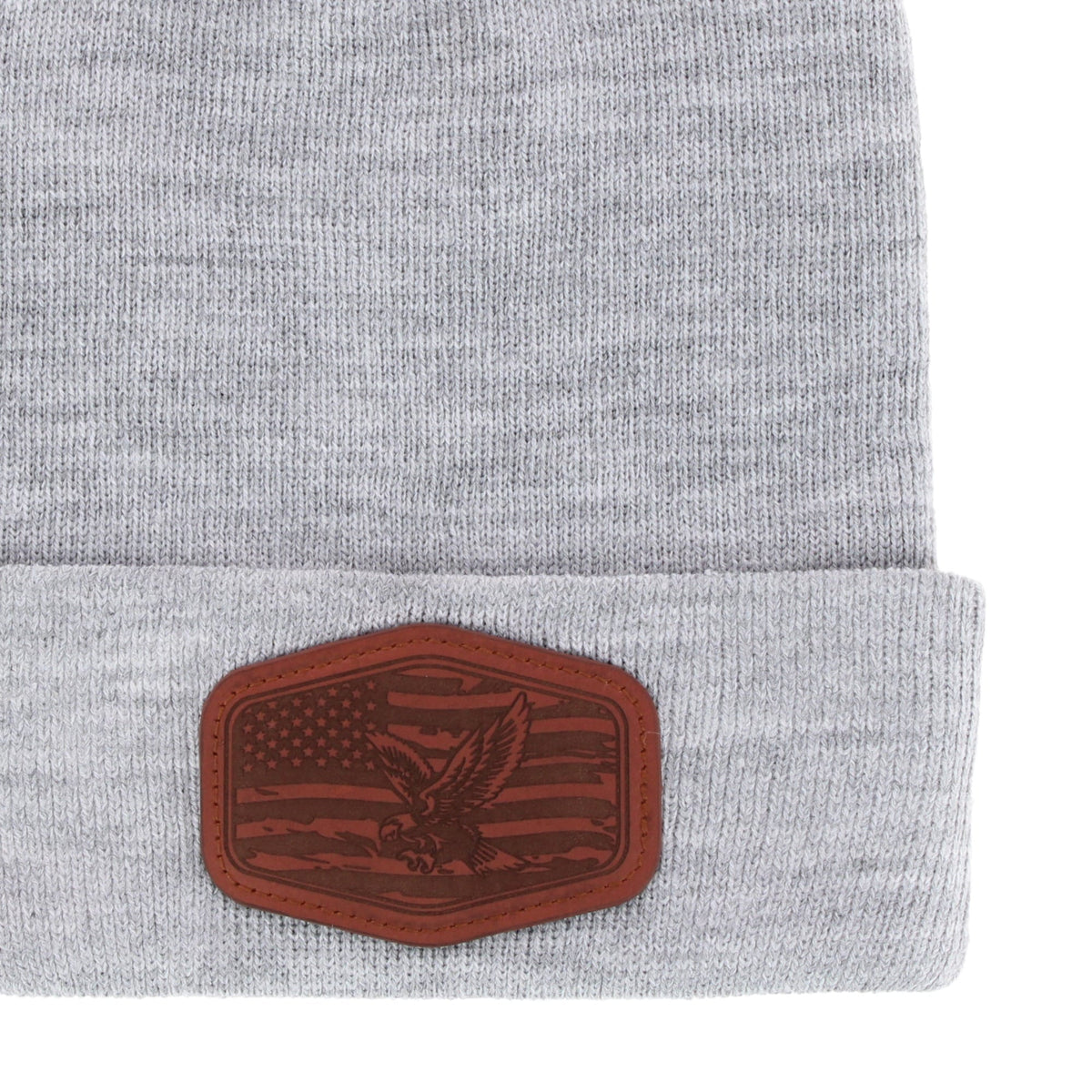 Epoch Hats Company Men's Knit Winter Beanie with American Flag Eagle Patch - Grey