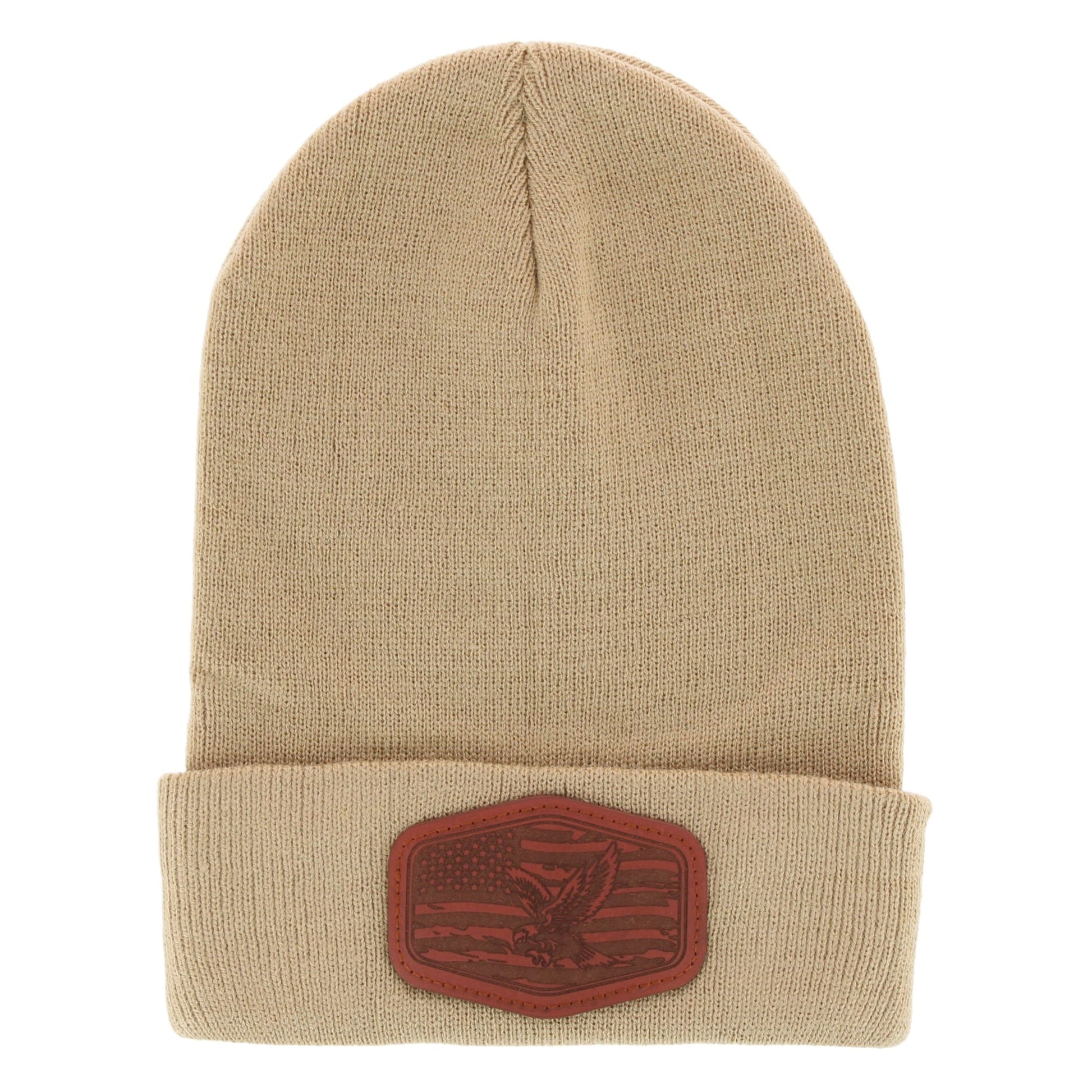 Epoch Hats Company Men's Knit Winter Beanie with American Flag Eagle Patch