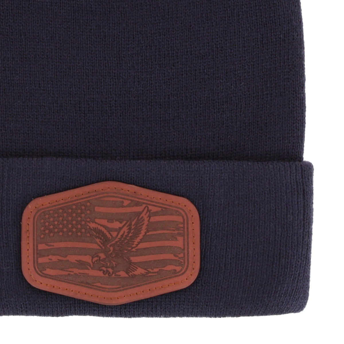 Epoch Hats Company Men's Knit Winter Beanie with American Flag Eagle Patch - Navy