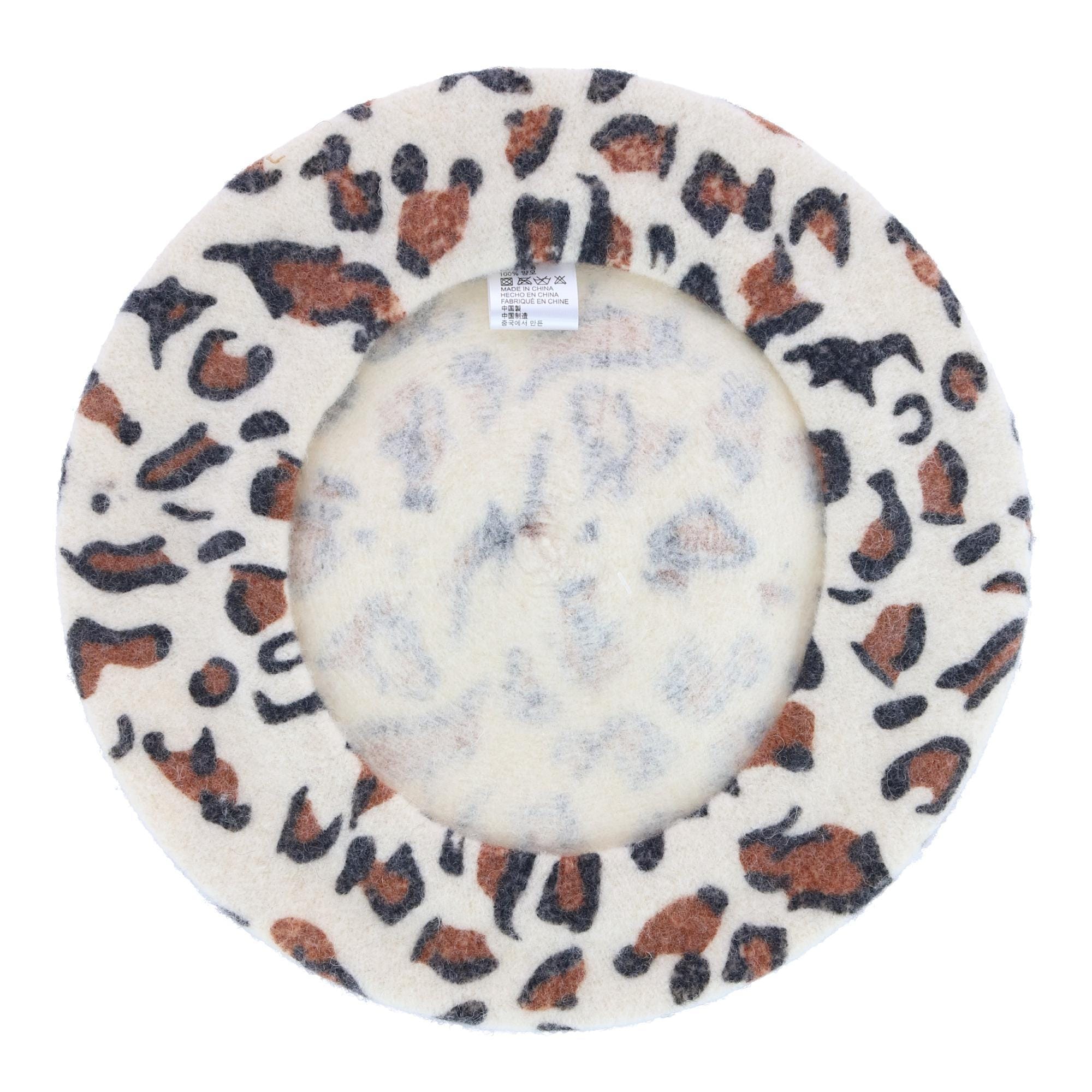 Angela & William Women's French Leopard Print Wool Beret Hat - Leopard
