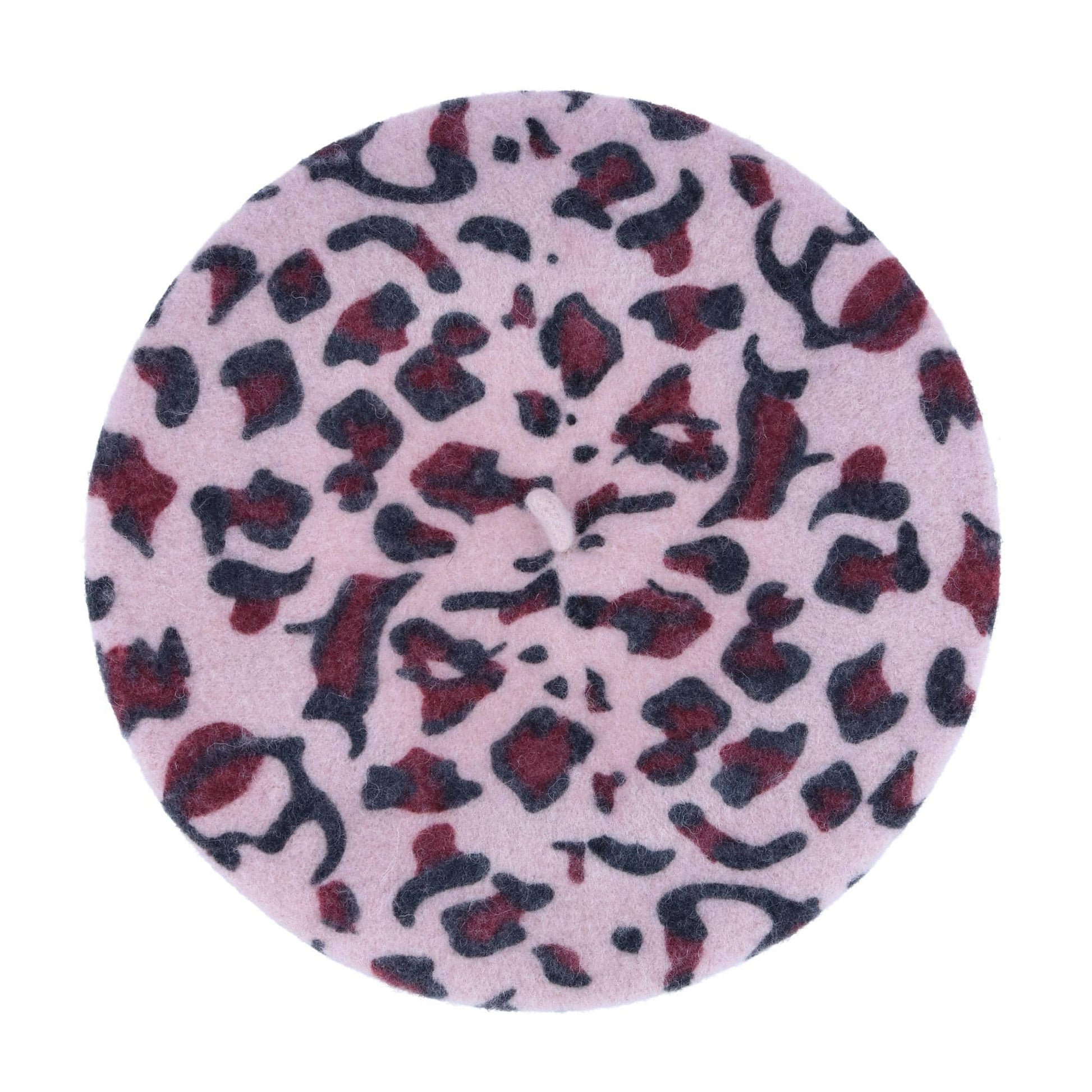 Angela & William Women's French Leopard Print Wool Beret Hat - Pink Leopard
