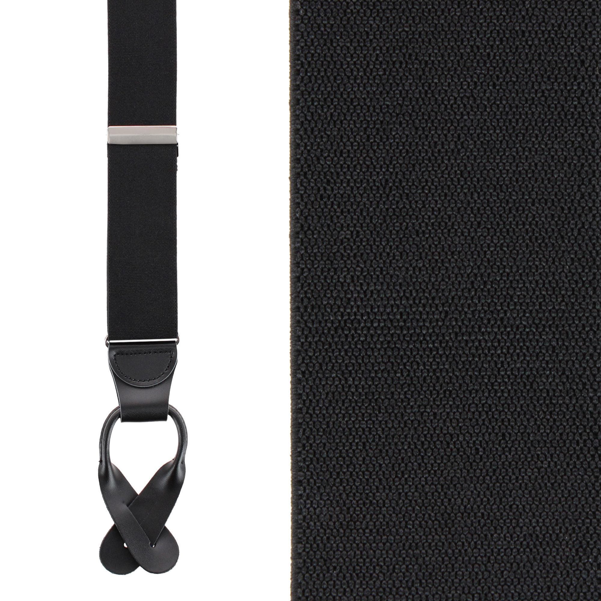 Essentials by Trafalgar The Original Elastic Comfort Button End Suspender - Black