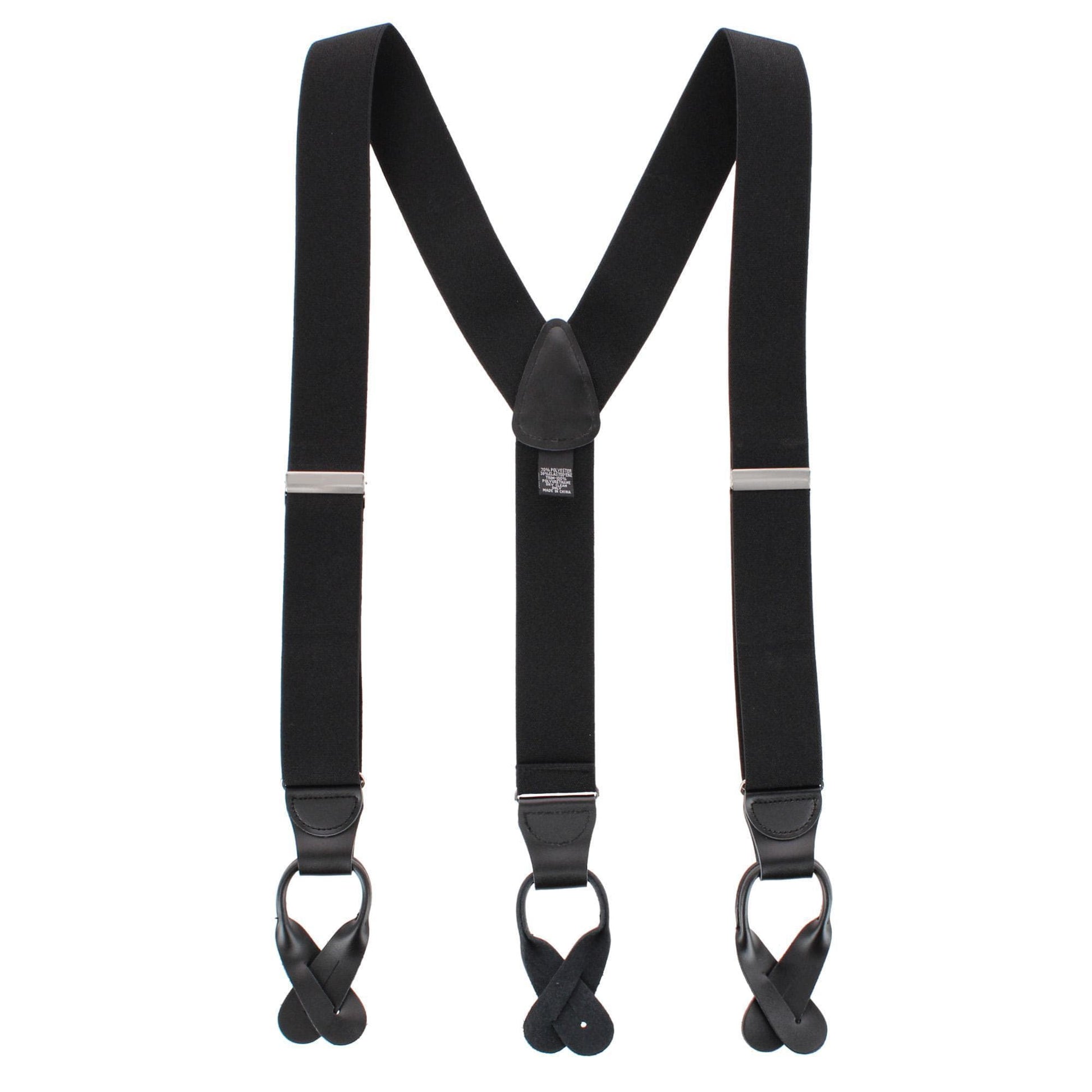 Essentials by Trafalgar The Original Elastic Comfort Button End Suspender - Black