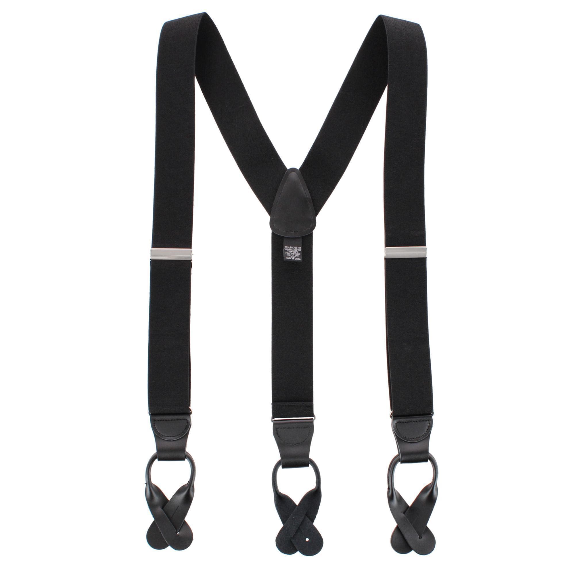 Essentials by Trafalgar The Original Elastic Comfort Button End Suspender - Black