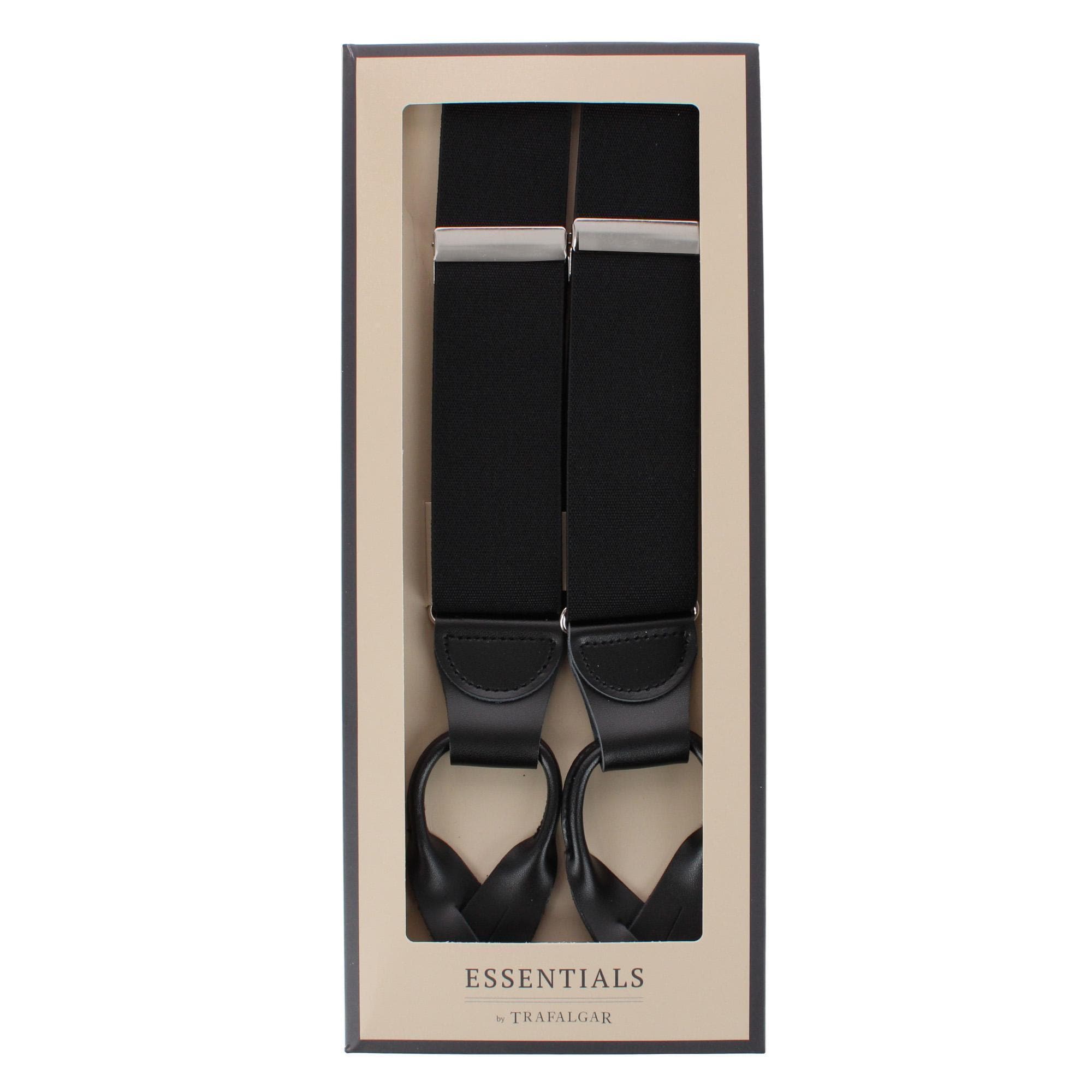 Essentials by Trafalgar The Original Elastic Comfort Button End Suspender - Black