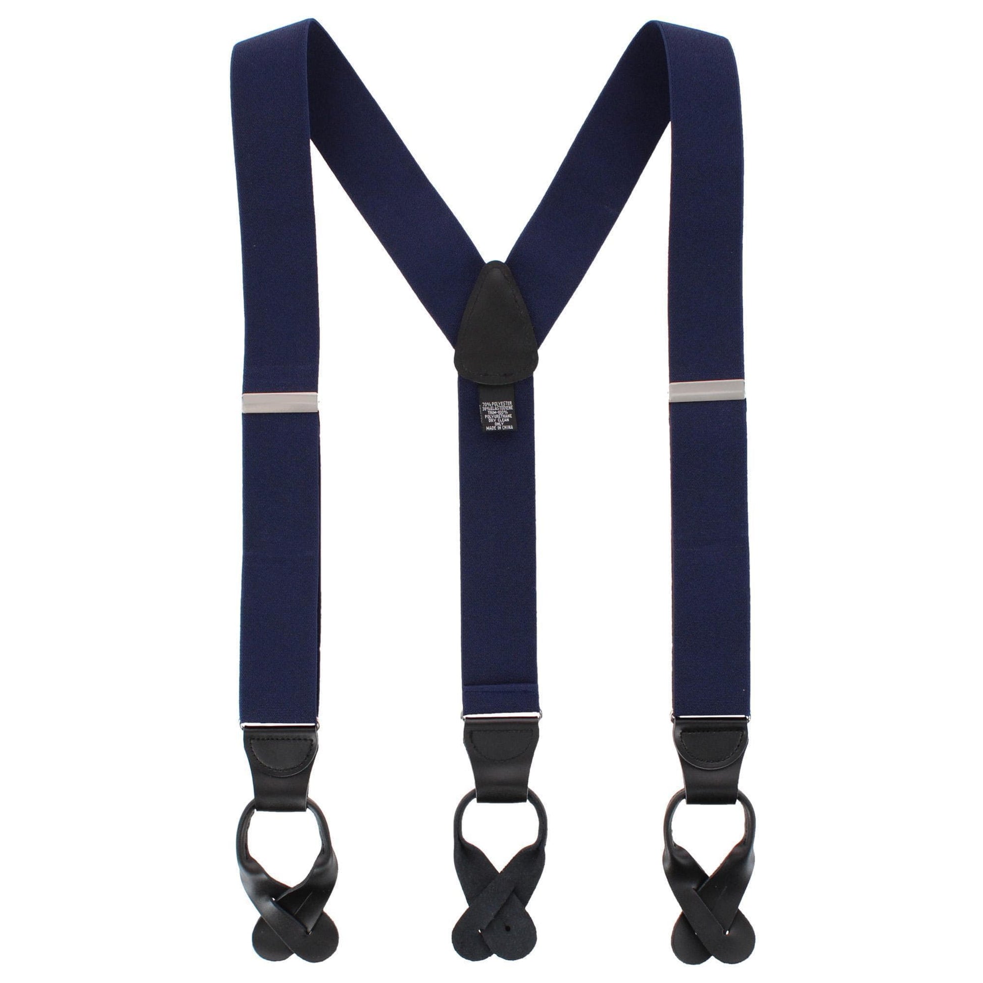 Essentials by Trafalgar The Original Elastic Comfort Button End Suspender - Navy