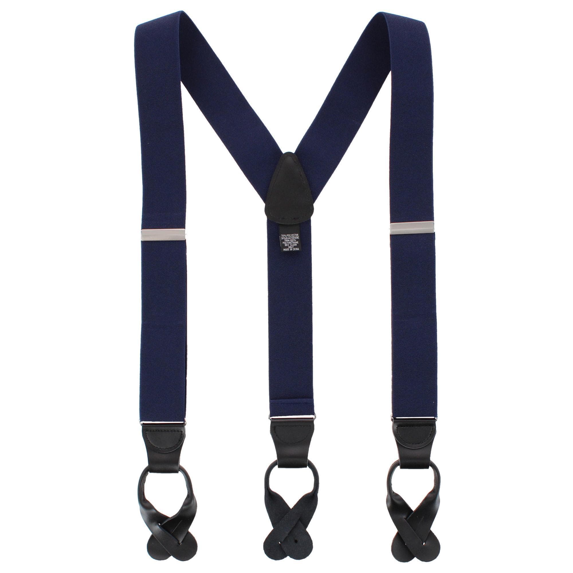 Essentials by Trafalgar The Original Elastic Comfort Button End Suspender - Navy