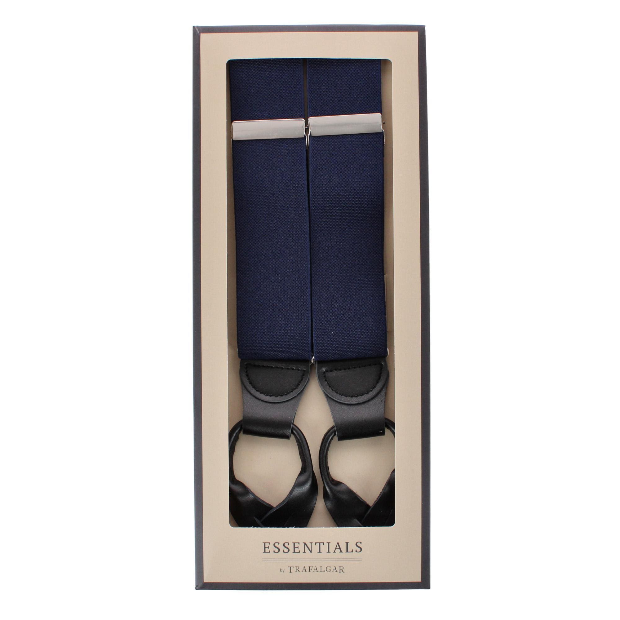 Essentials by Trafalgar The Original Elastic Comfort Button End Suspender - Navy