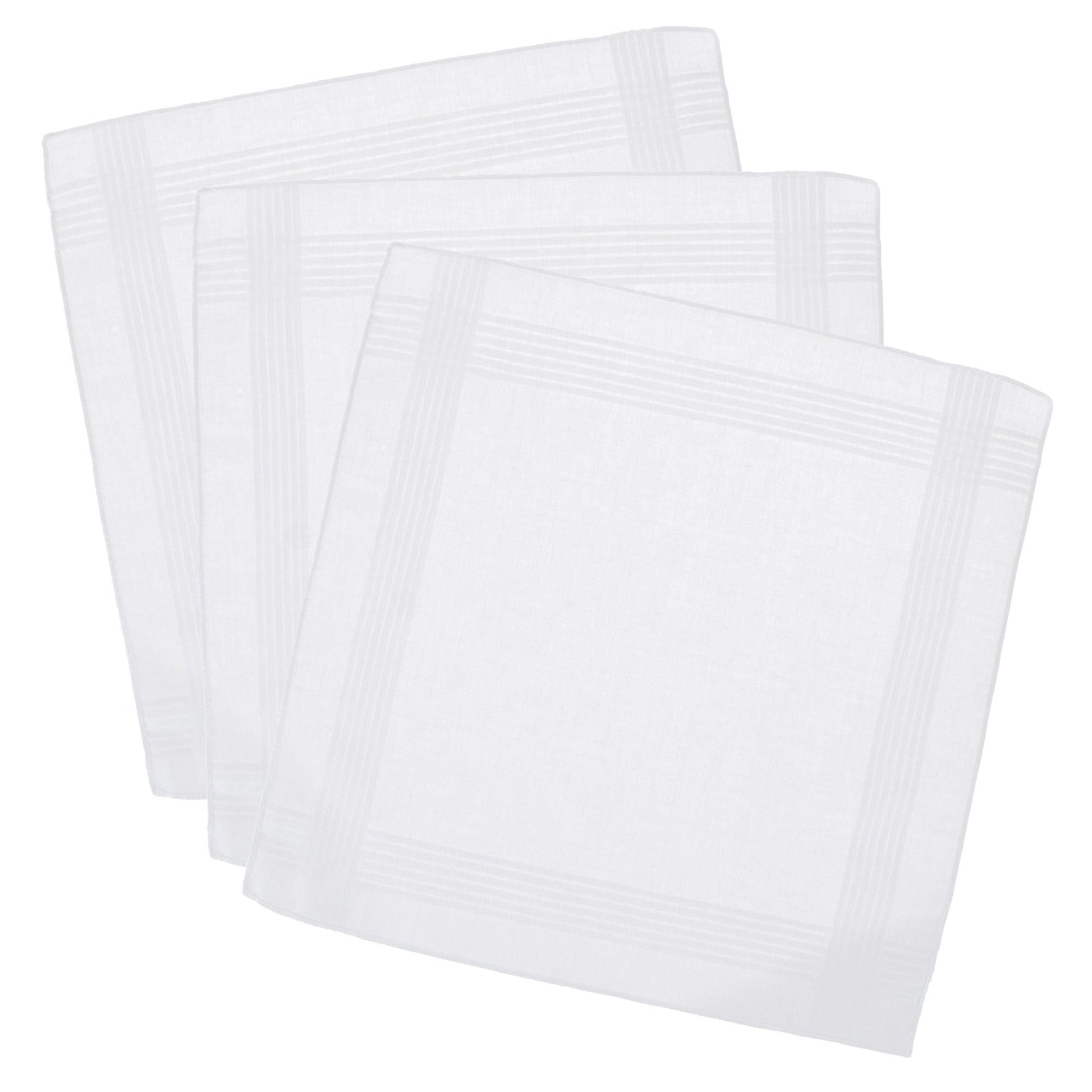 Essentials by Trafalgar Classic White 3 Pack Handkerchiefs - White