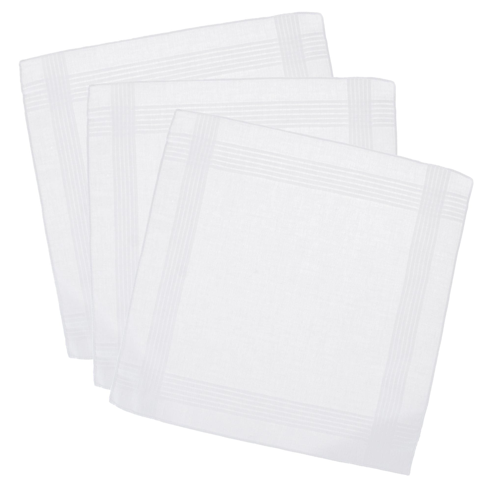Essentials by Trafalgar Classic White 3 Pack Handkerchiefs - White