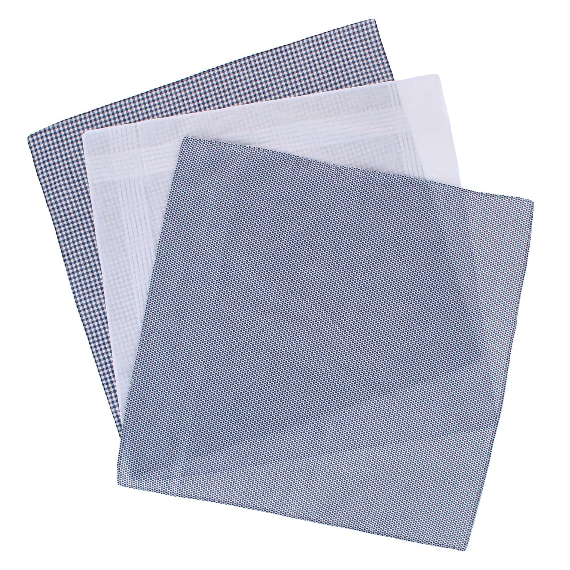 Essentials by Trafalgar Classy Dot and Check Patterned Blues Handkerchiefs - Multiple