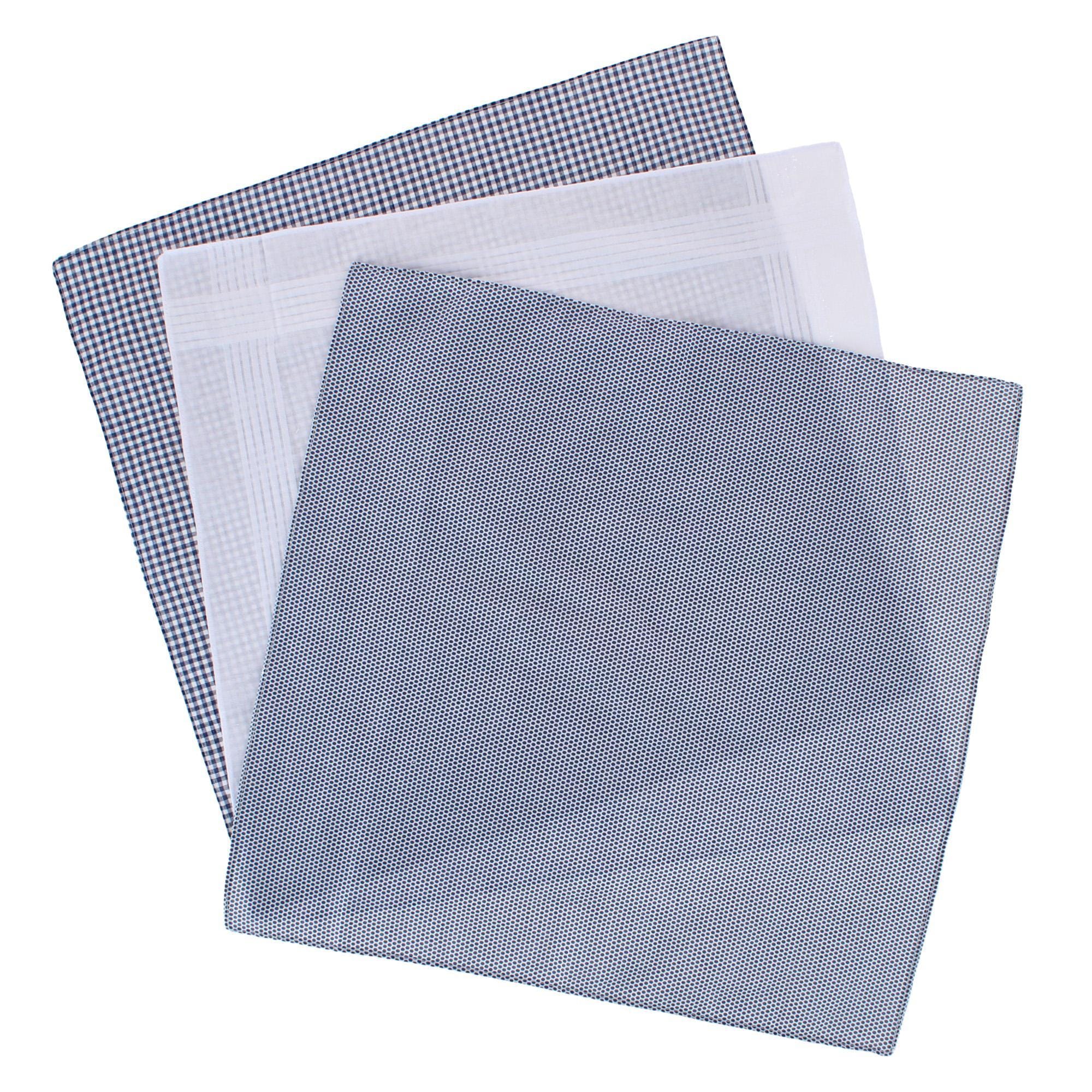 Essentials by Trafalgar Classy Dot and Check Patterned Blues Handkerchiefs - Multiple