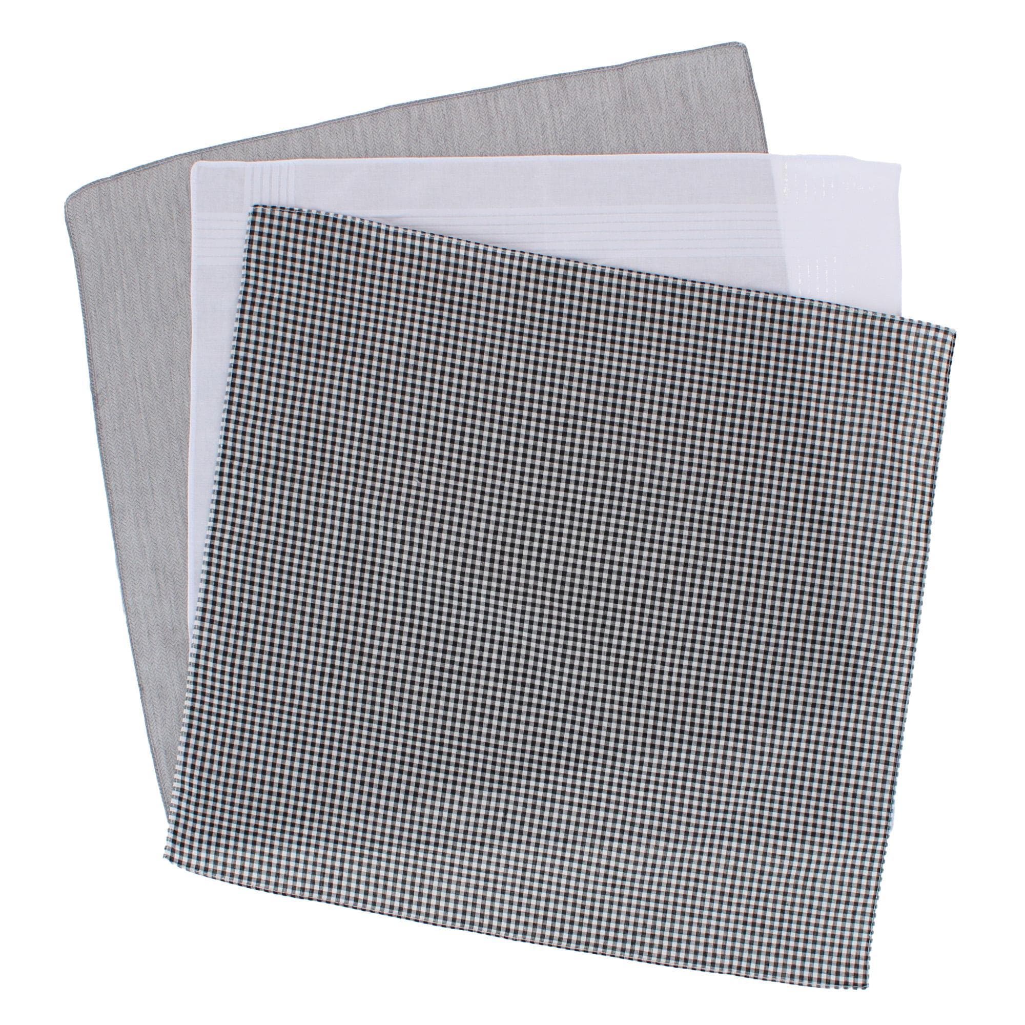 Essentials by Trafalgar Traditional Herringbone and Check Dark Handkerchiefs - Multiple