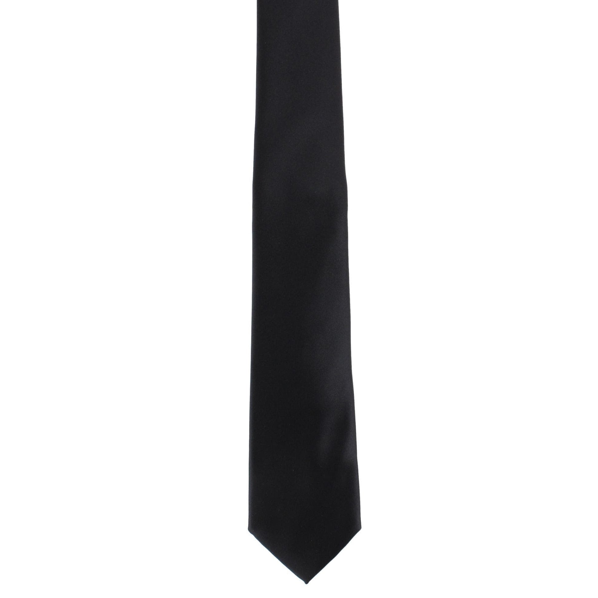 Essentials by Trafalgar Solid Necktie and Metallic Floral Pocket Square Set - Black
