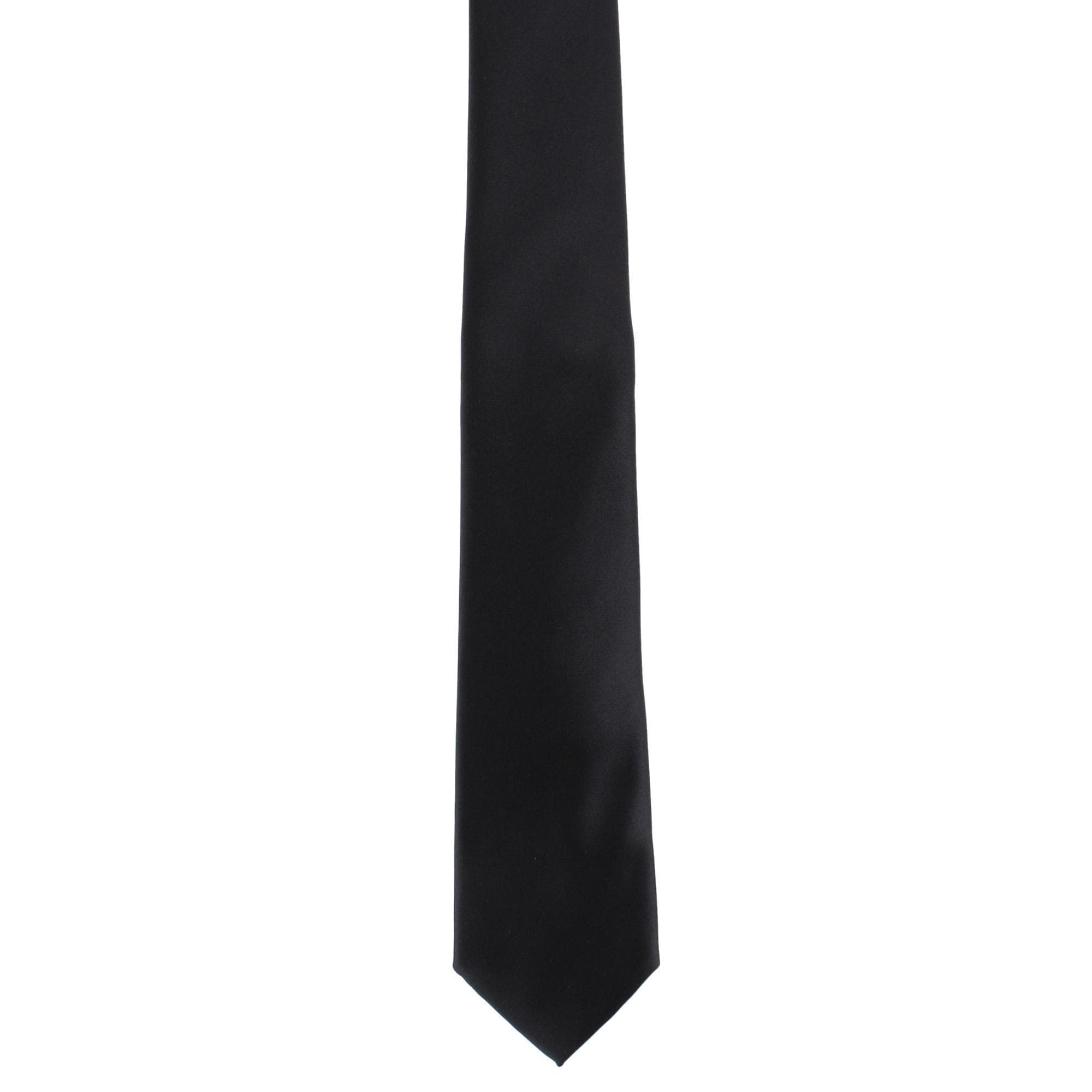 Essentials by Trafalgar Solid Necktie and Metallic Floral Pocket Square Set - Black