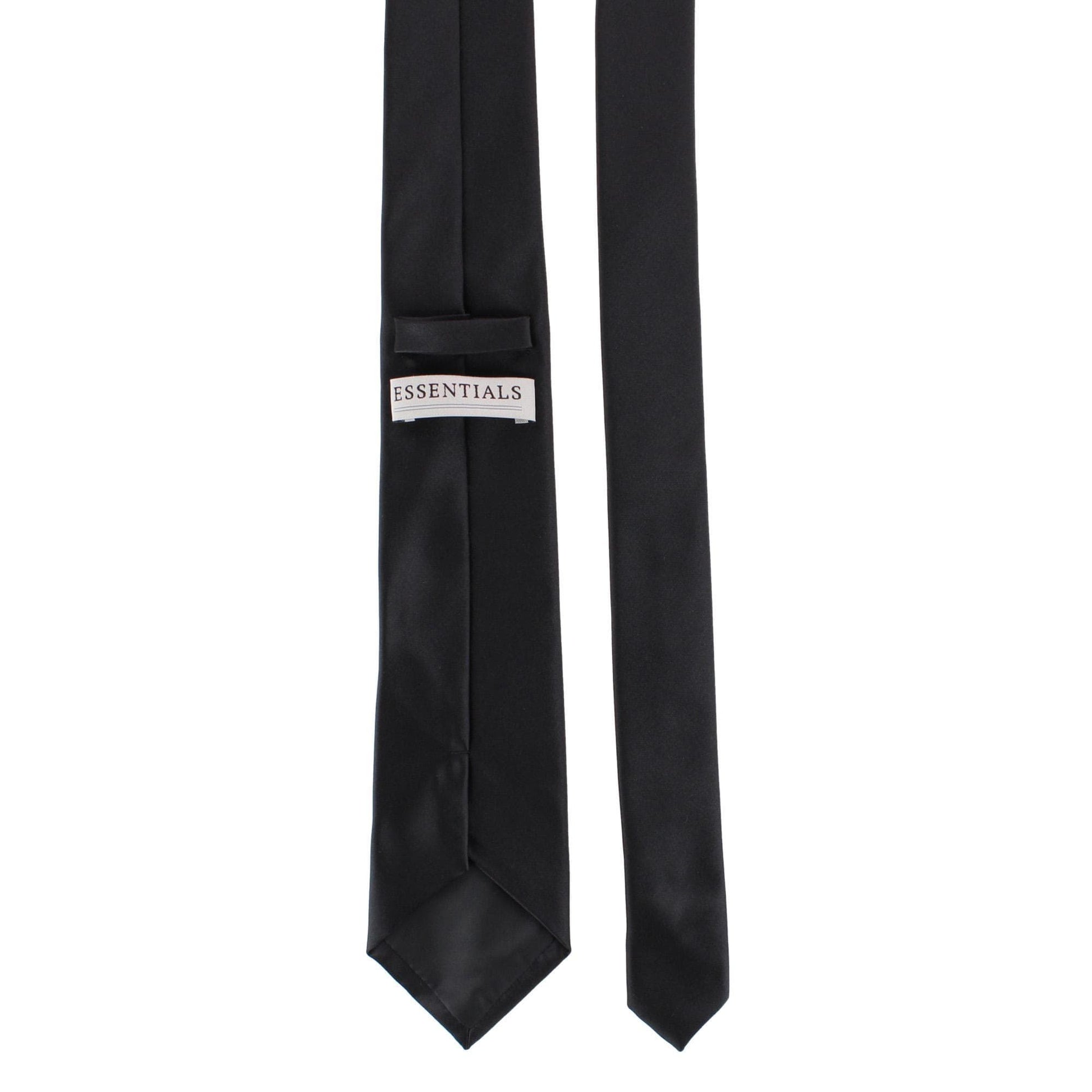 Essentials by Trafalgar Solid Necktie and Metallic Floral Pocket Square Set - Black