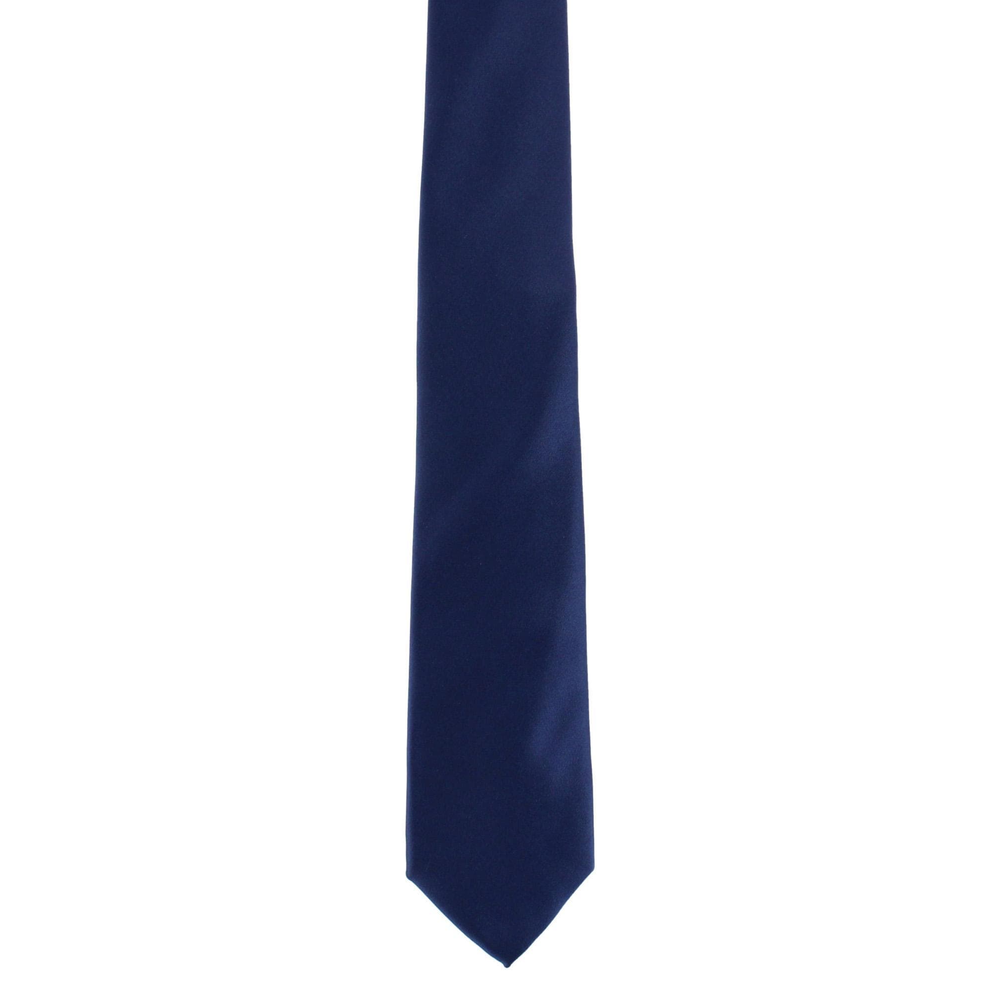 Essentials by Trafalgar Solid Necktie and Metallic Floral Pocket Square Set - Navy