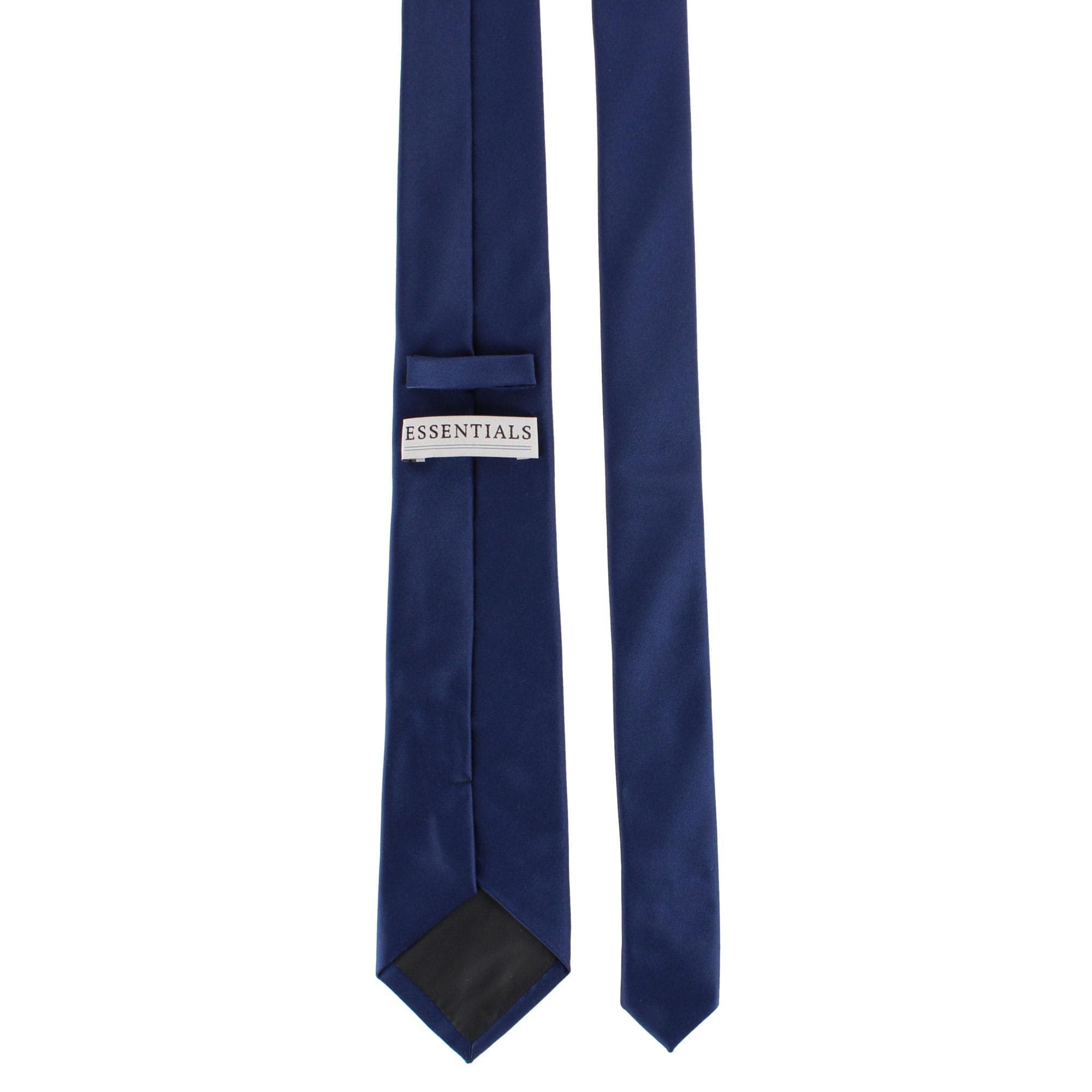 Essentials by Trafalgar Solid Necktie and Metallic Floral Pocket Square Set - Navy