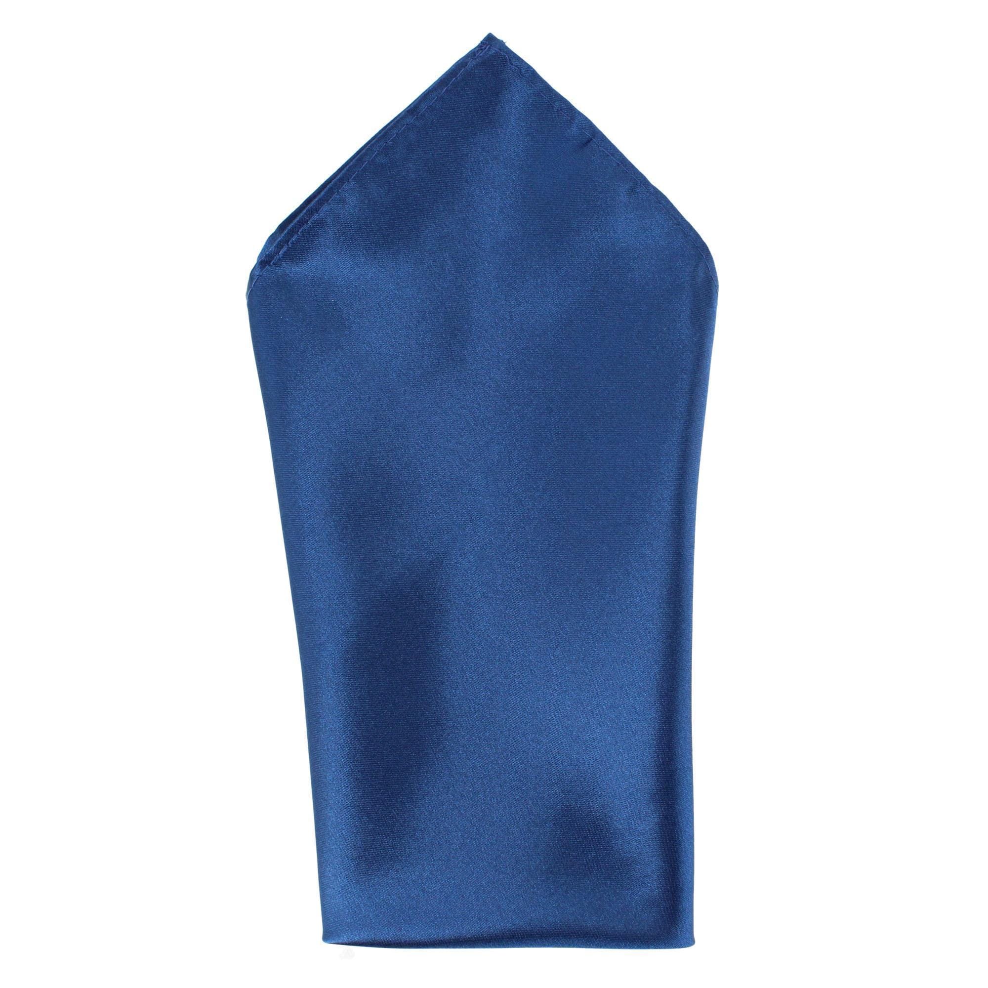 Essentials by Trafalgar Criss Cross Patterned Necktie and Solid Pocket Square Set - Navy Blue
