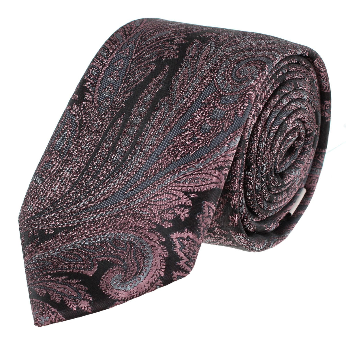 Essentials by Trafalgar Paisley Patterned Necktie and Solid Pocket Square Set - Coral