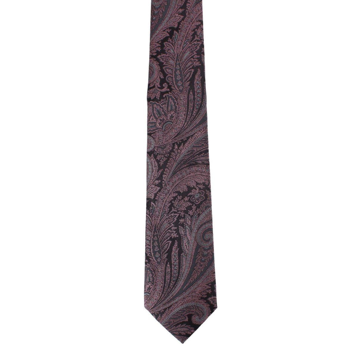 Essentials by Trafalgar Paisley Patterned Necktie and Solid Pocket Square Set - Coral
