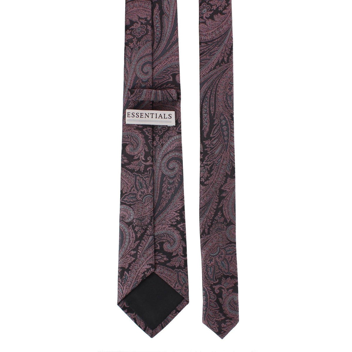 Essentials by Trafalgar Paisley Patterned Necktie and Solid Pocket Square Set - Coral