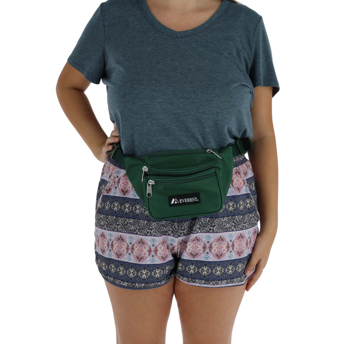 Everest Fabric Multi Pocket Fanny Waist Pack - Forest Green
