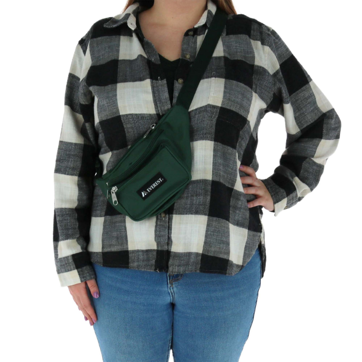 Everest Fabric Multi Pocket Fanny Waist Pack - Forest Green