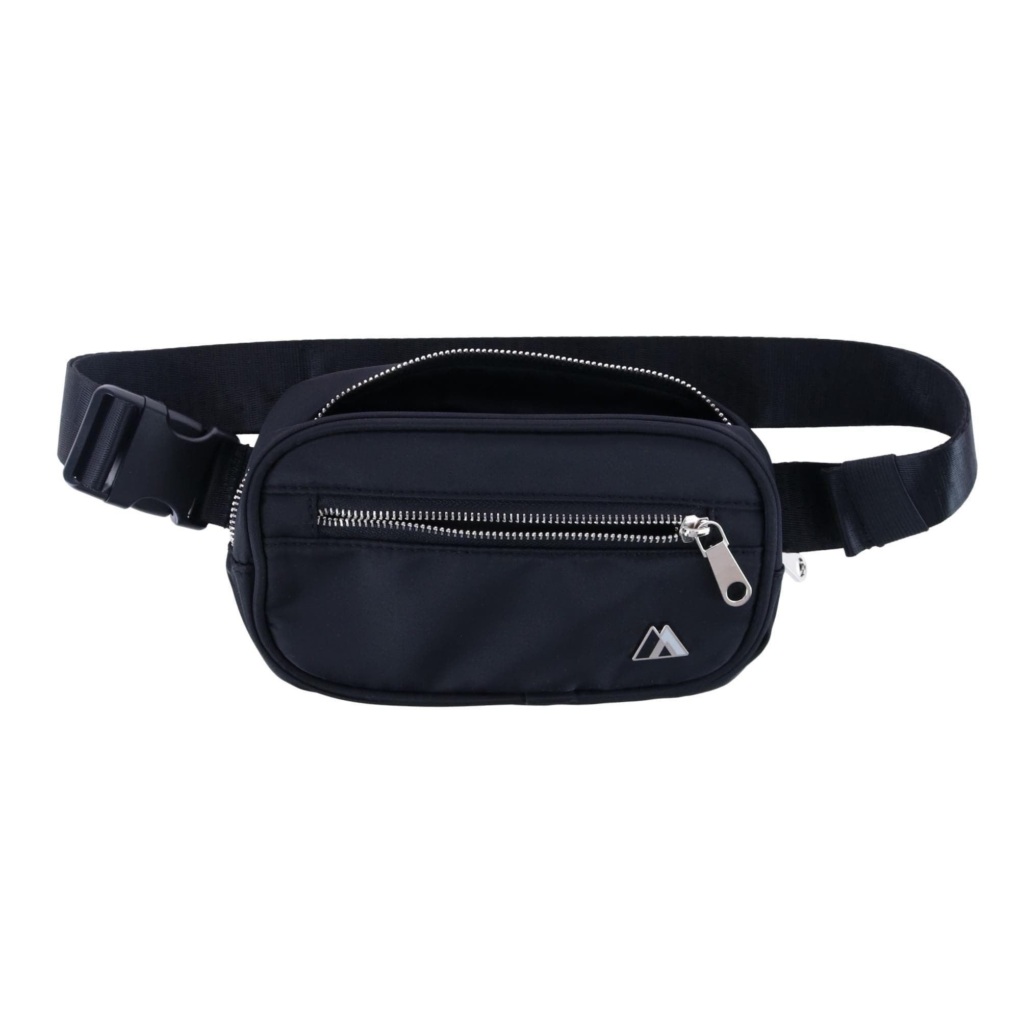 Everest Sleek Front Zipper Belt Bag - Black