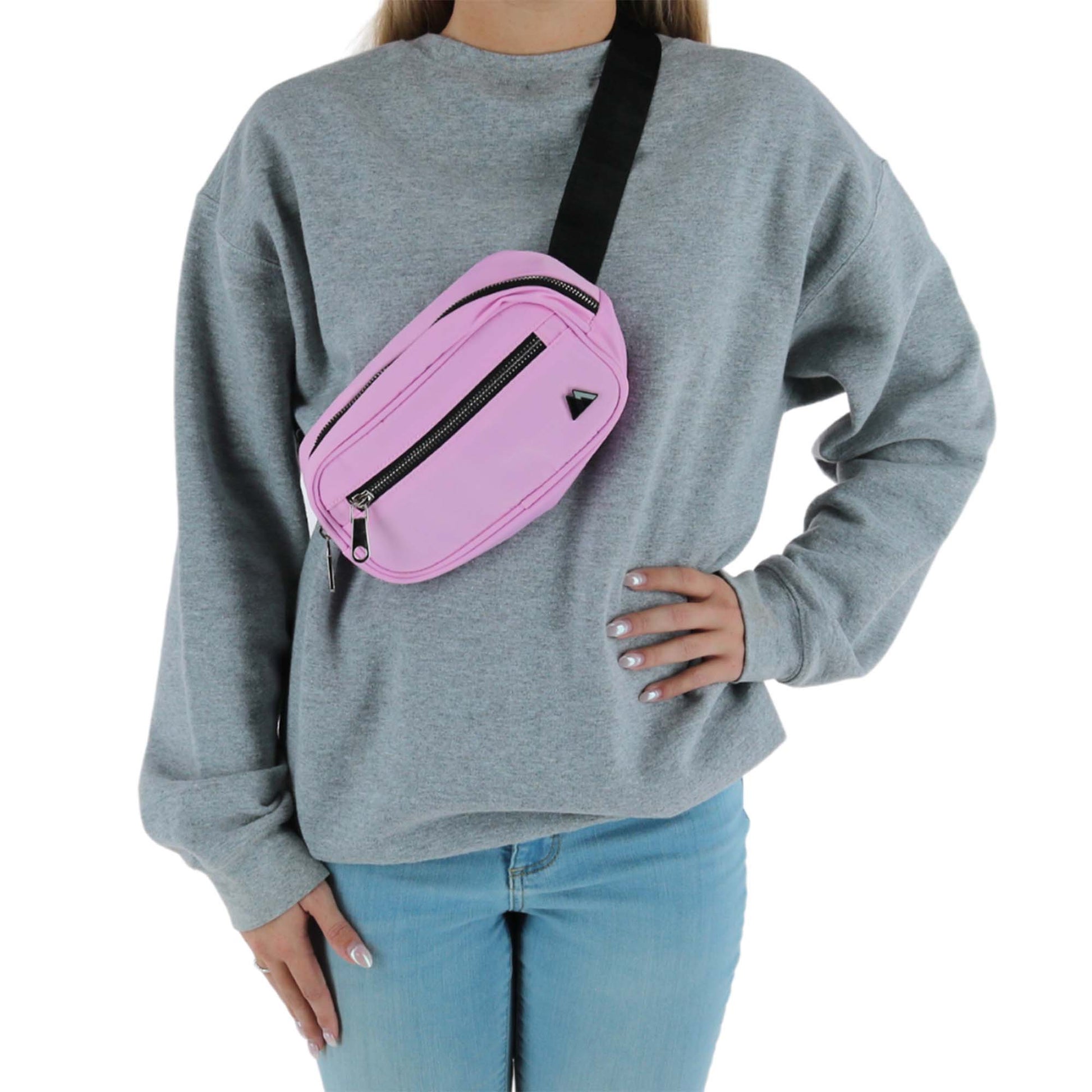 Everest Sleek Front Zipper Belt Bag - Pink