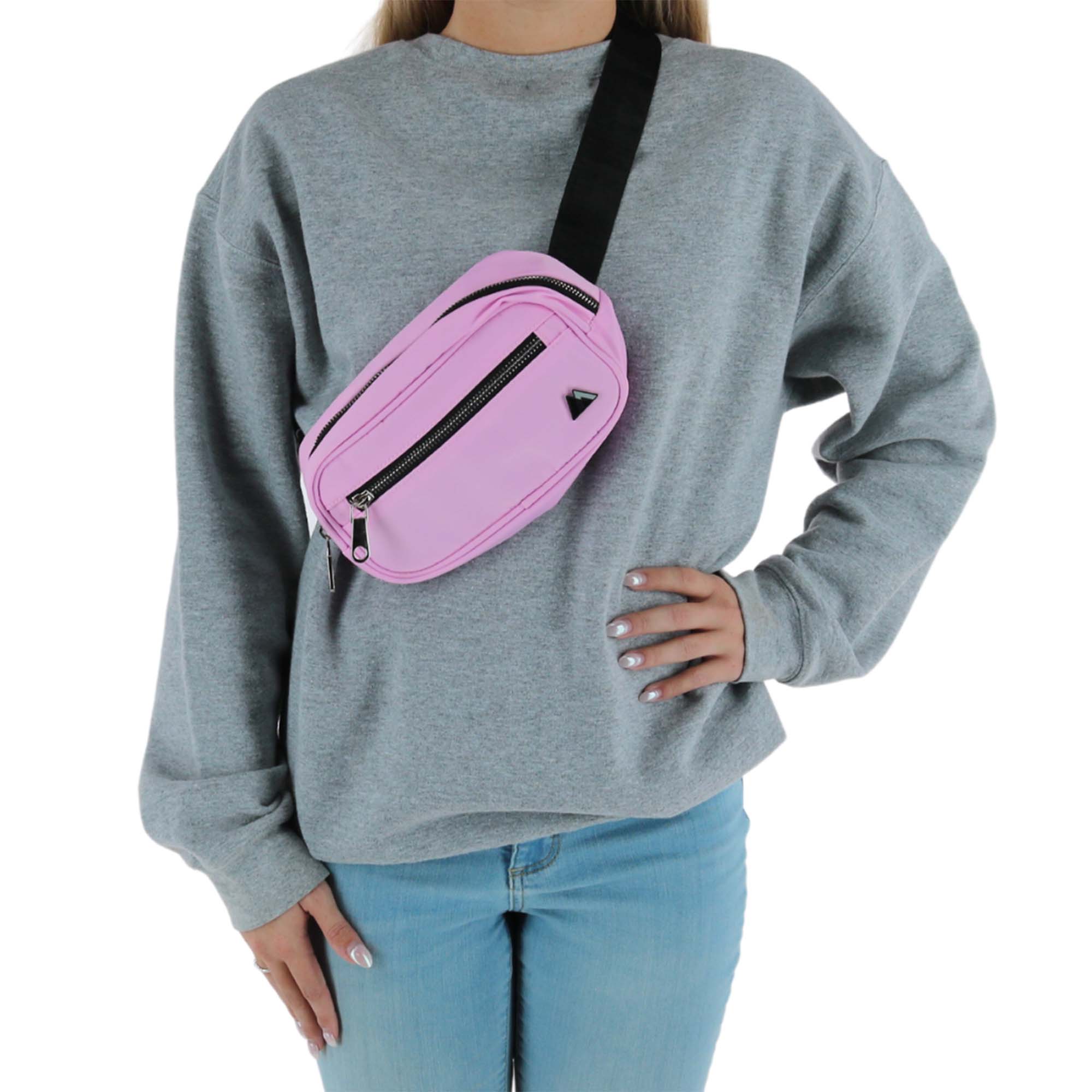 Everest Sleek Front Zipper Belt Bag - Pink