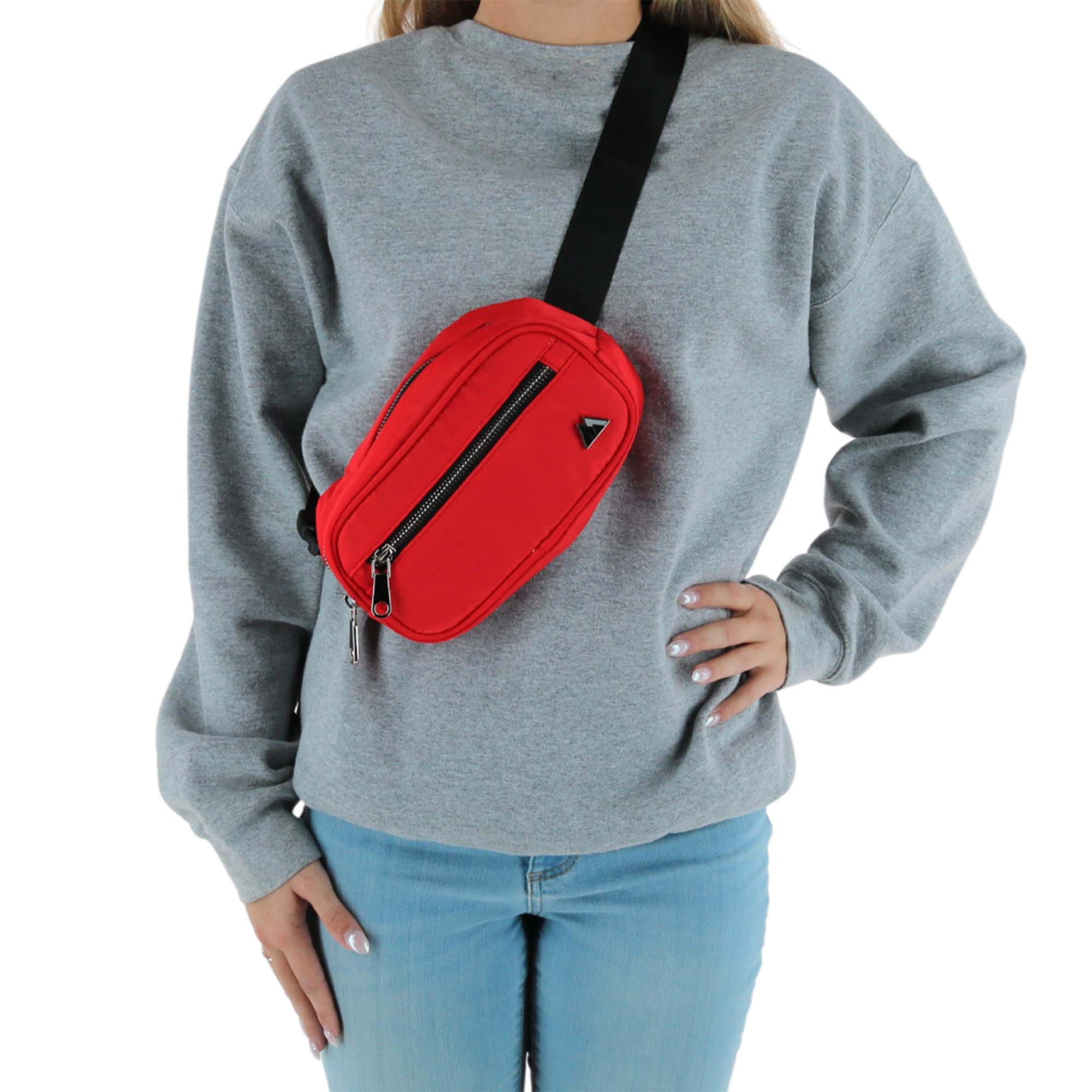 Everest Sleek Front Zipper Belt Bag - Red