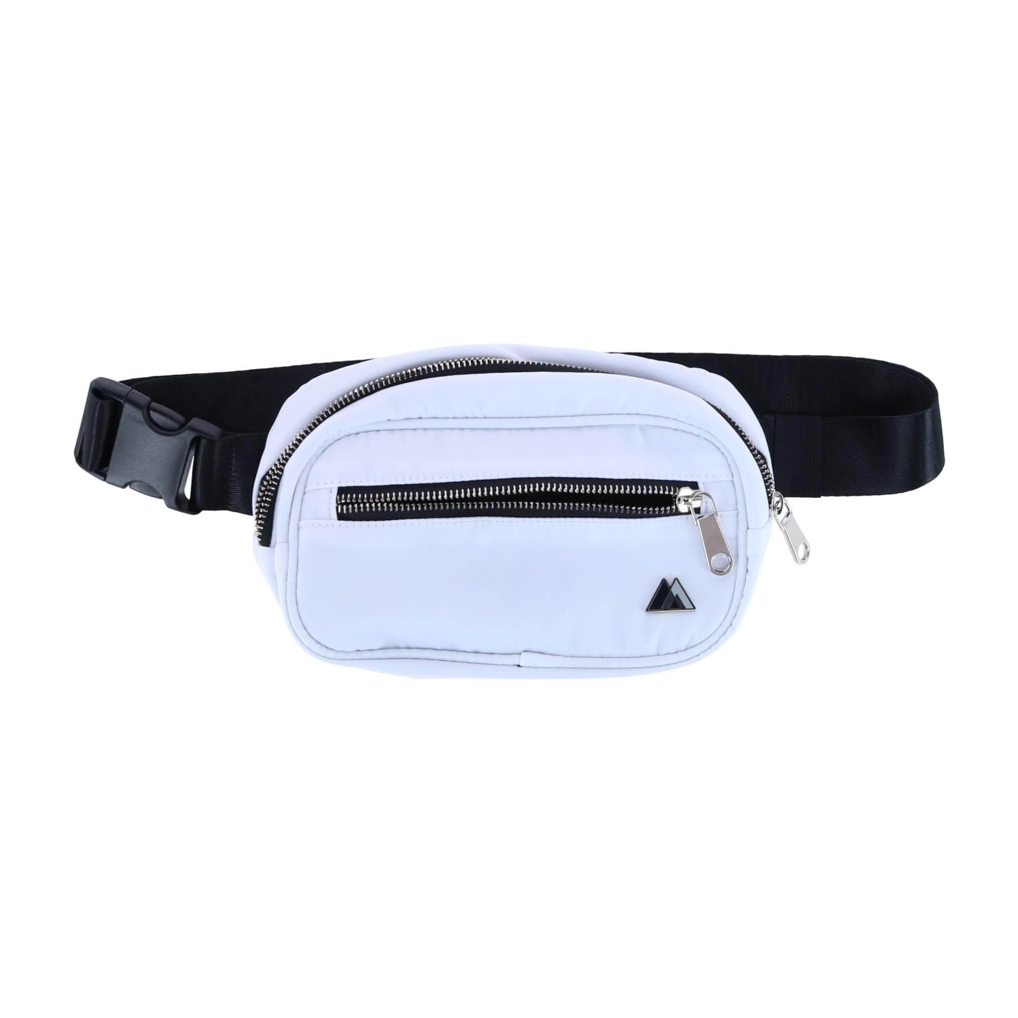 Everest Sleek Front Zipper Belt Bag - White