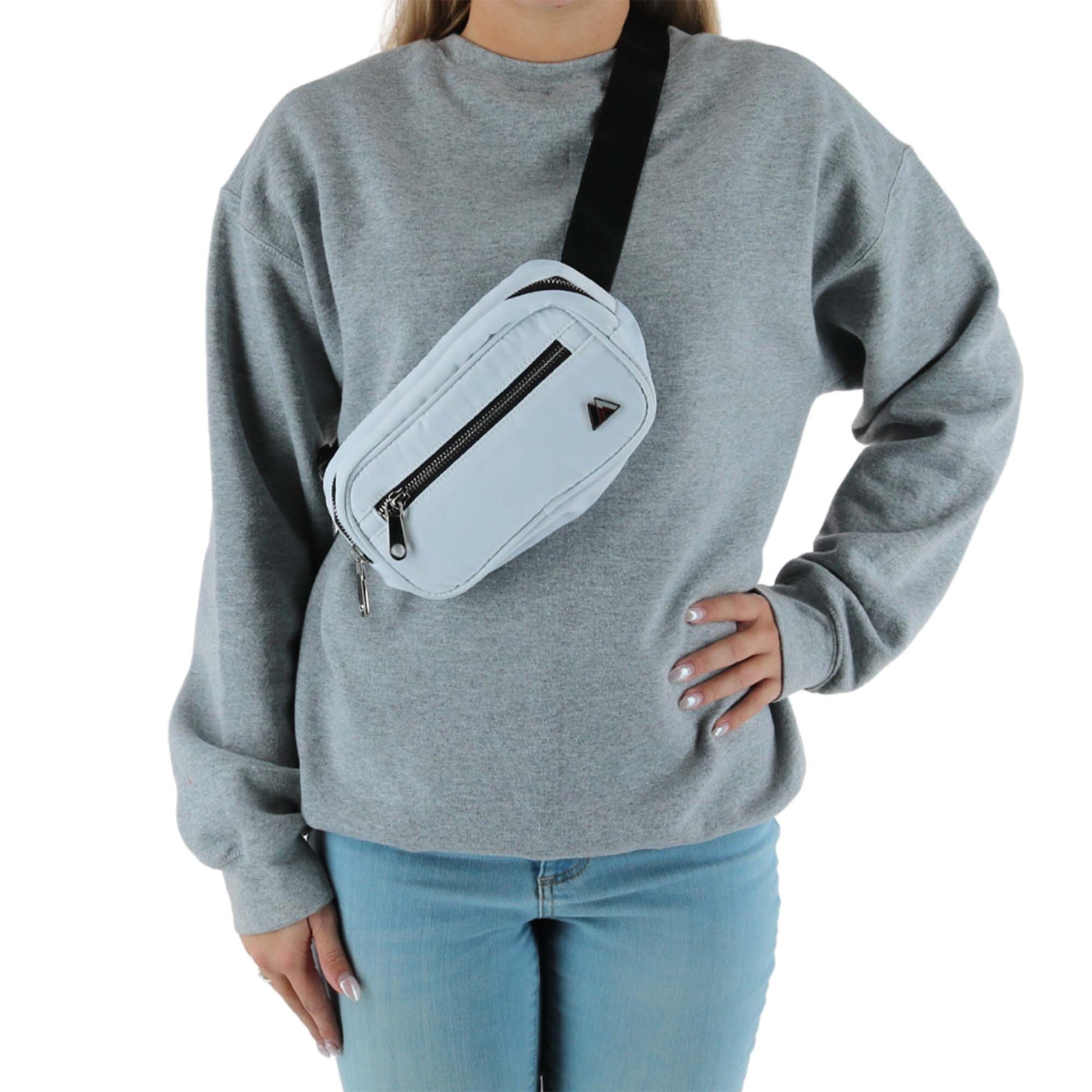 Everest Sleek Front Zipper Belt Bag - White
