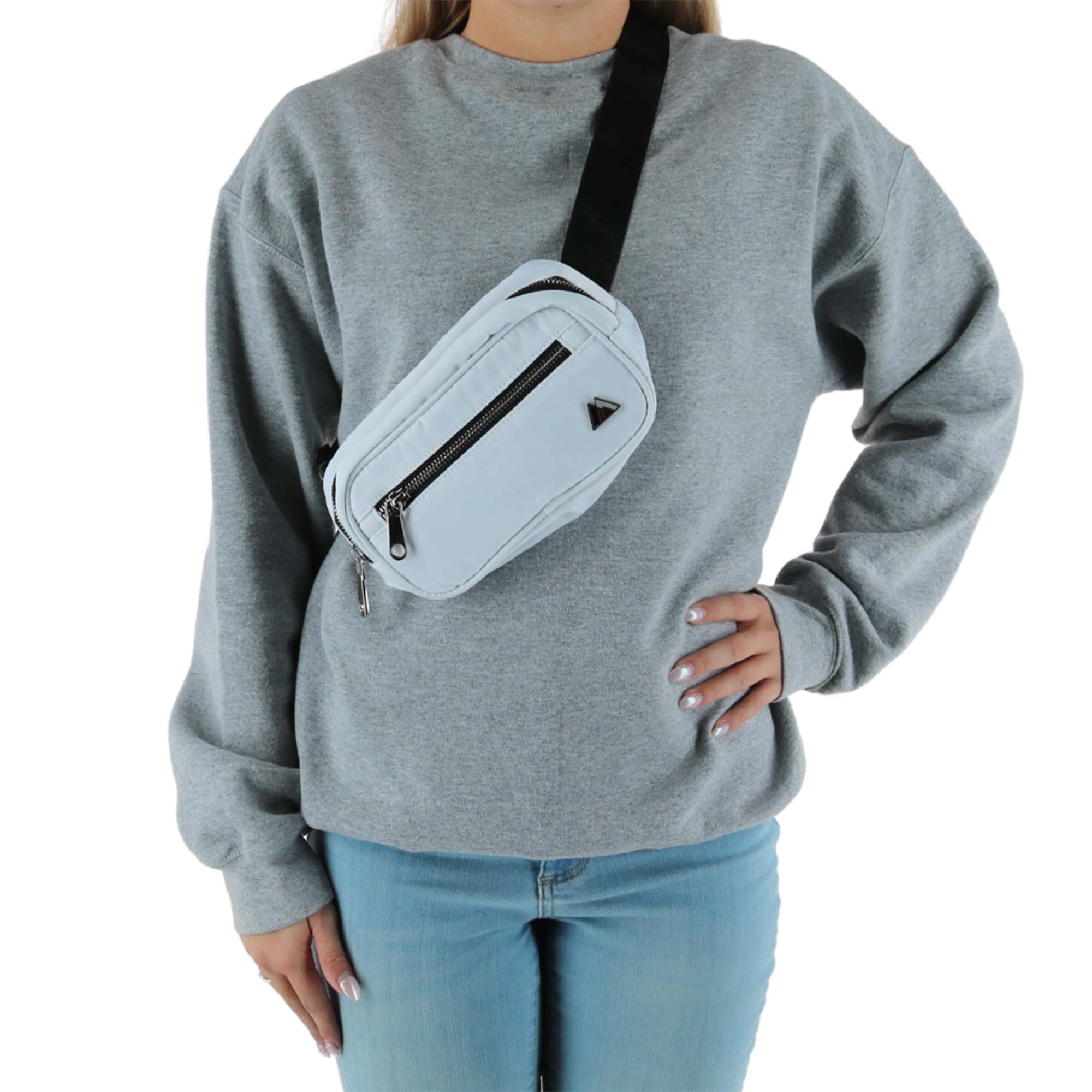 Everest Sleek Front Zipper Belt Bag - White