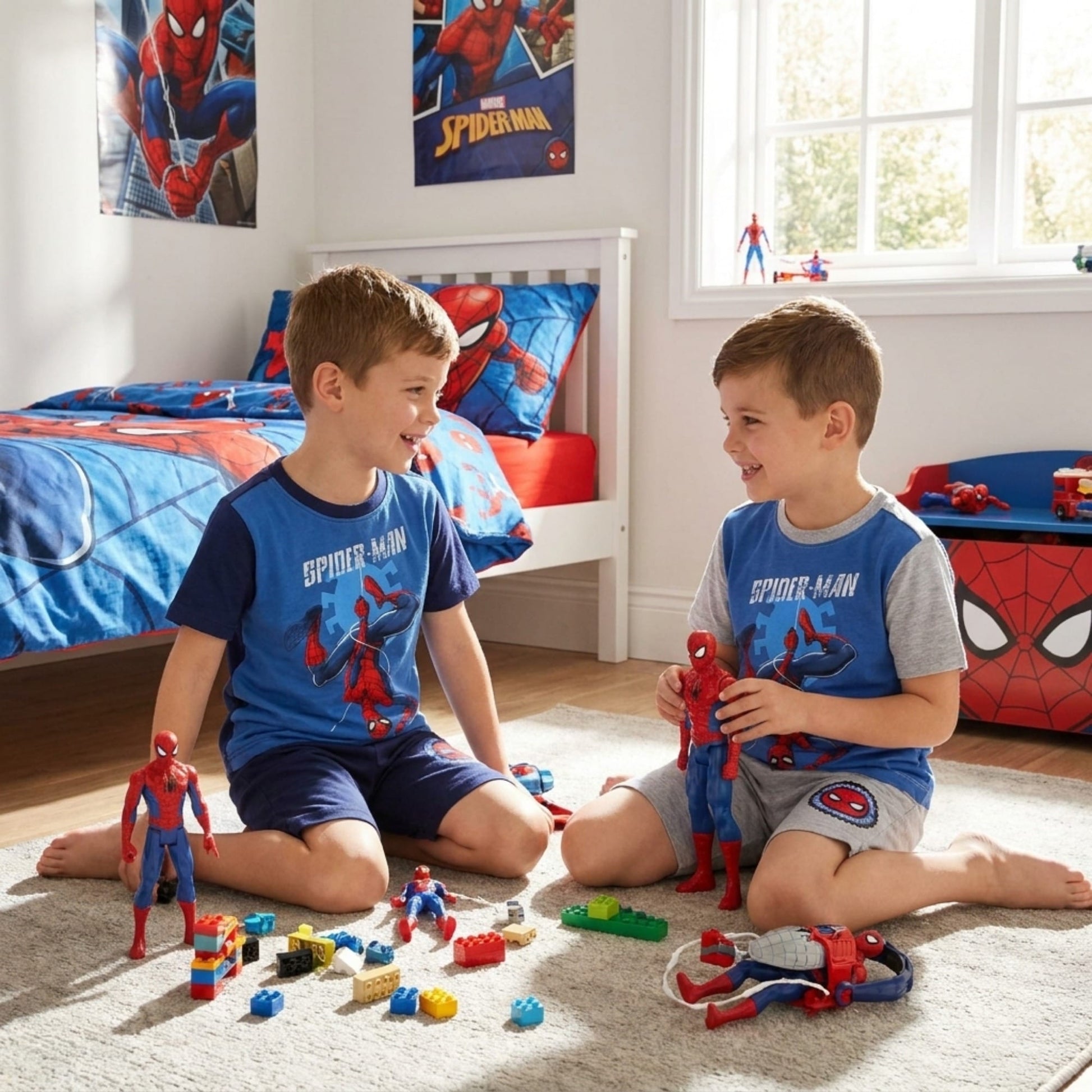 Textiel Trade Boys Spiderman Short Pajama Set - Gray