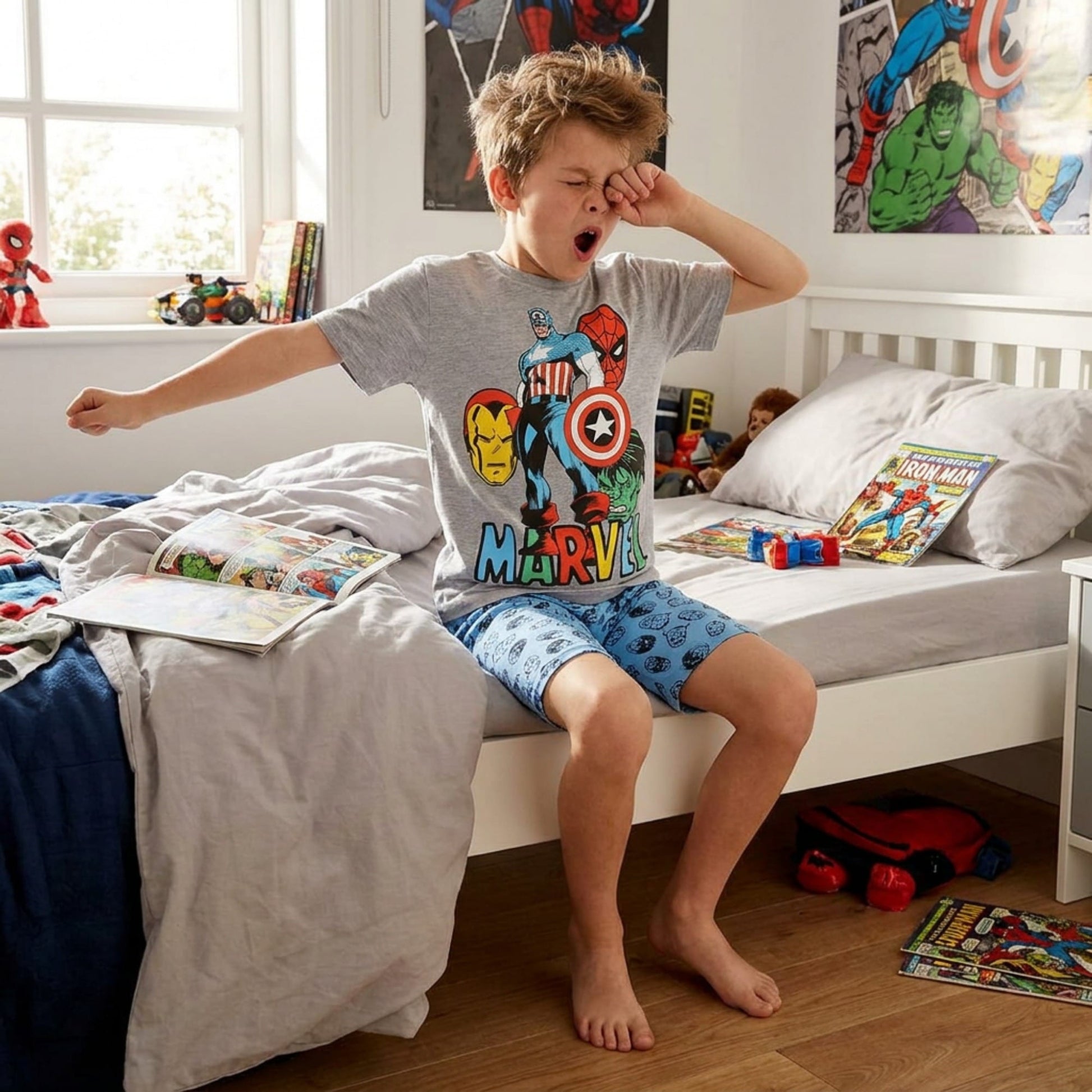 Textiel Trade Boy's Marvel Avengers Pajama Short Set - Gray