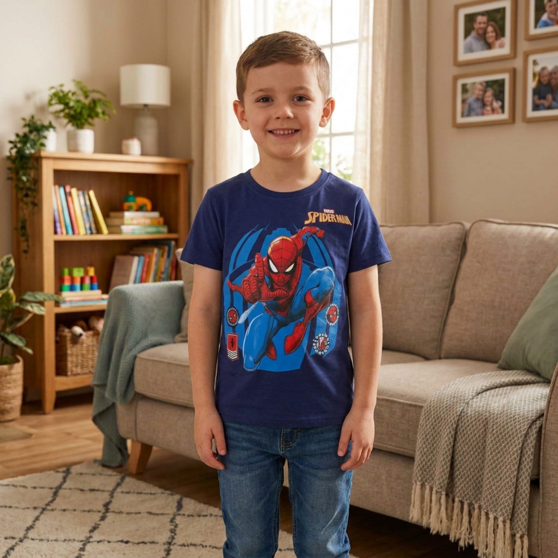 Textiel Trade Boy's Spiderman T-Shirt - Navy