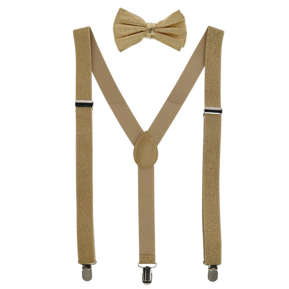 Glitter Gold Bow Tie and Suspender Set