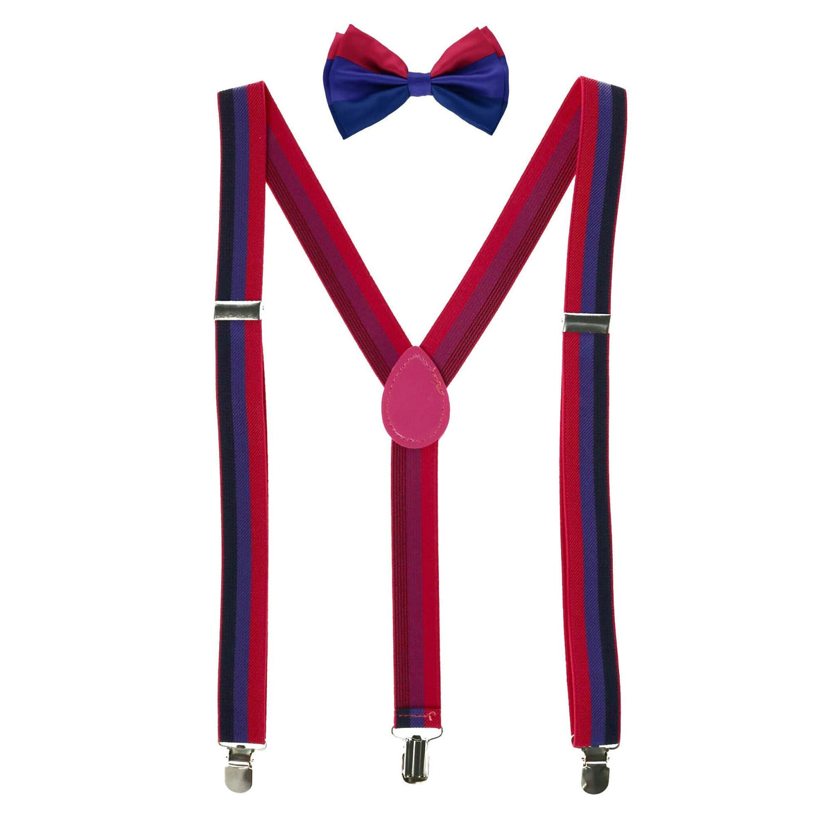 CTM® Striped Bi Pride Bow Tie and Suspender Set - Striped Bi Pride Bow Tie and Suspender Set