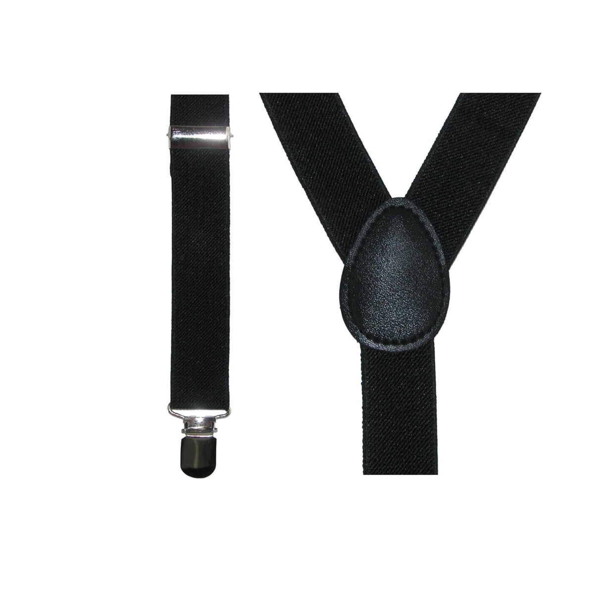 CTM® Men's Buffalo Plaid Bow Tie with Solid Suspender Set - Black