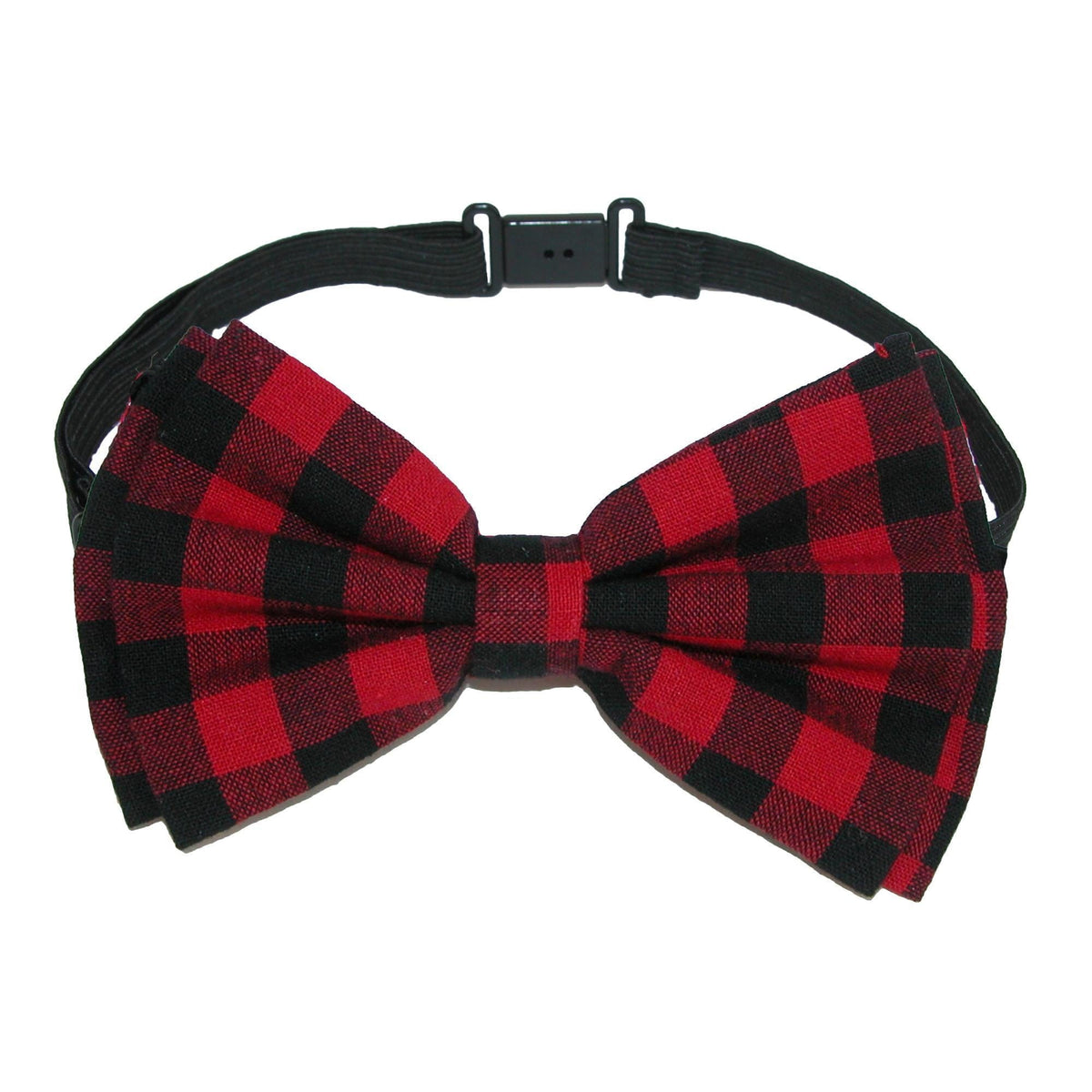 CTM® Men's Buffalo Plaid Bow Tie with Solid Suspender Set - Black