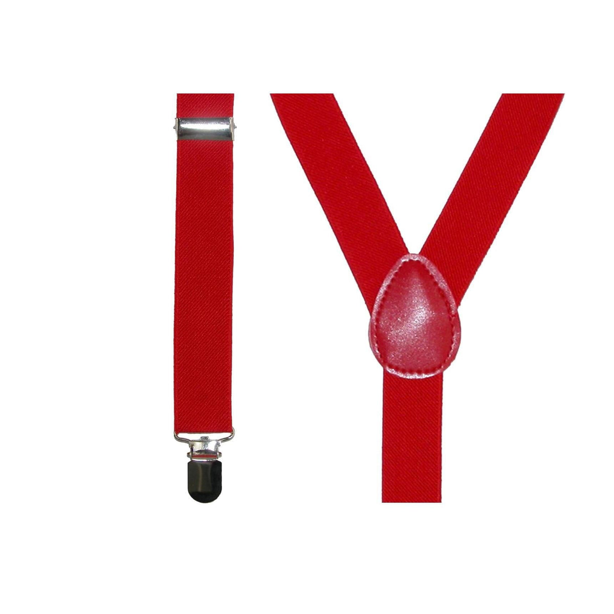 CTM® Men's Buffalo Plaid Bow Tie with Solid Suspender Set - Red
