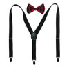 Men's Buffalo Plaid Bow Tie with Solid Suspender Set