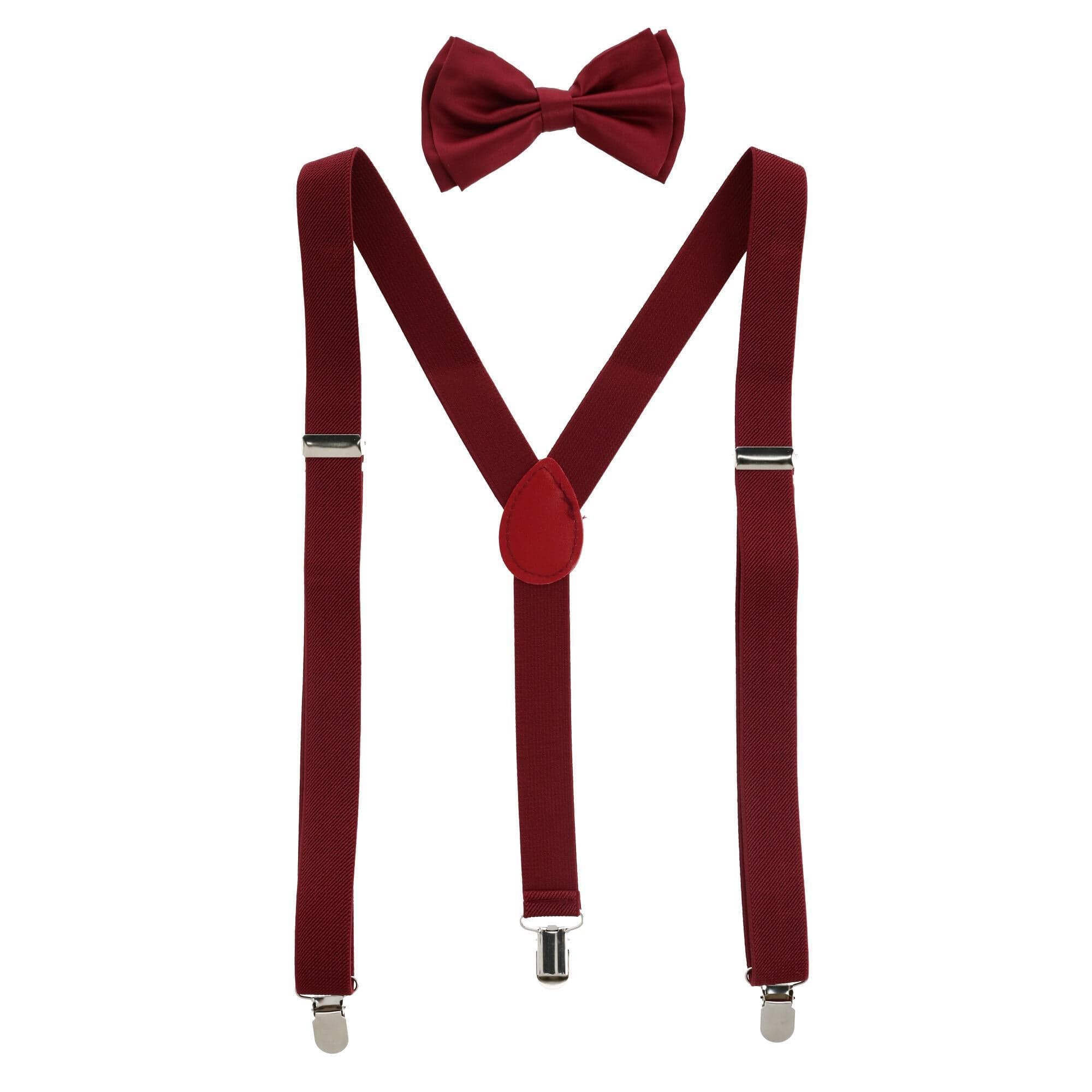 CTM® Men's Solid Fashion Color Bow Tie and Suspender Set